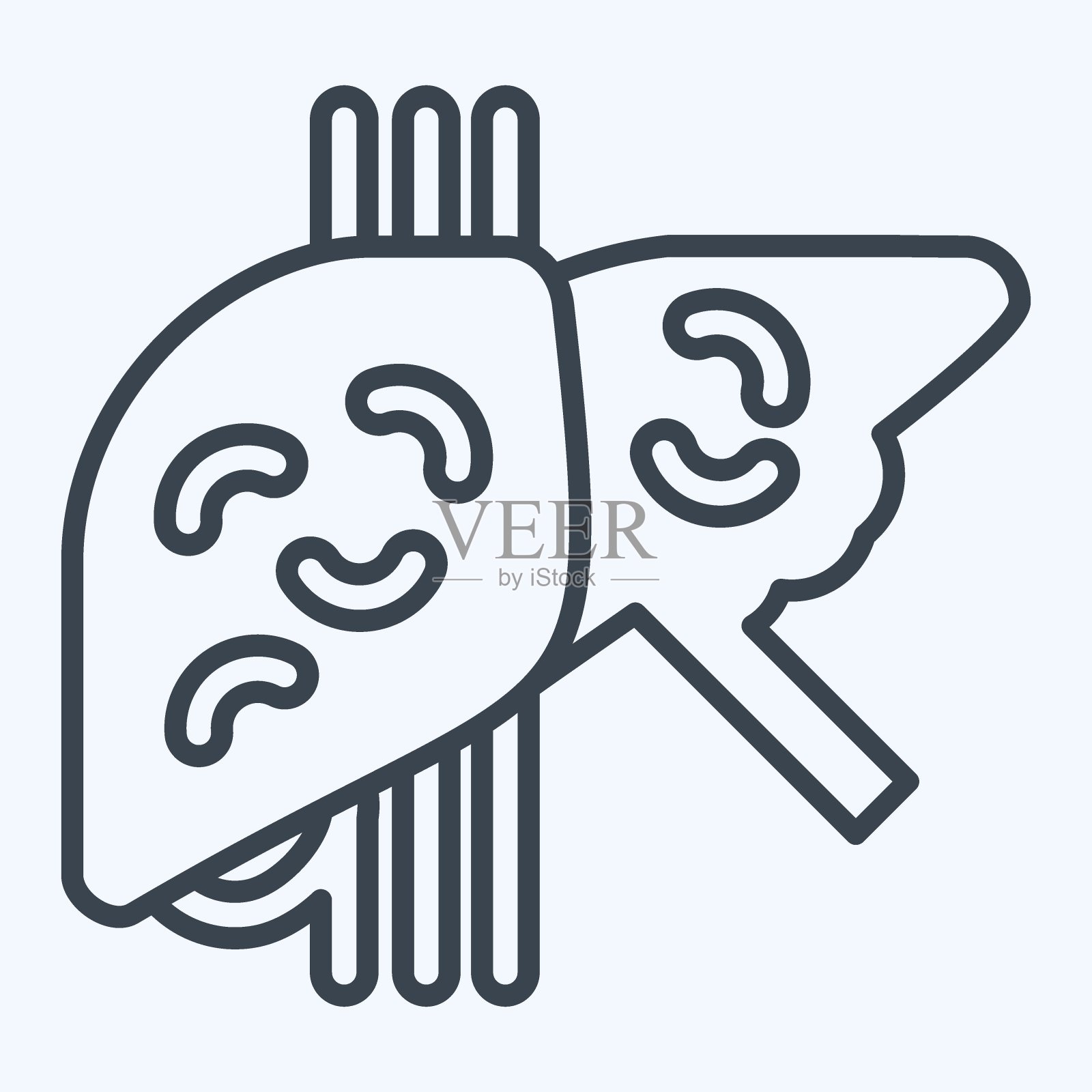 图标肝硬化。与肝病学符号相关。行风格。简单的设计可编辑。简单的说明插画图片素材