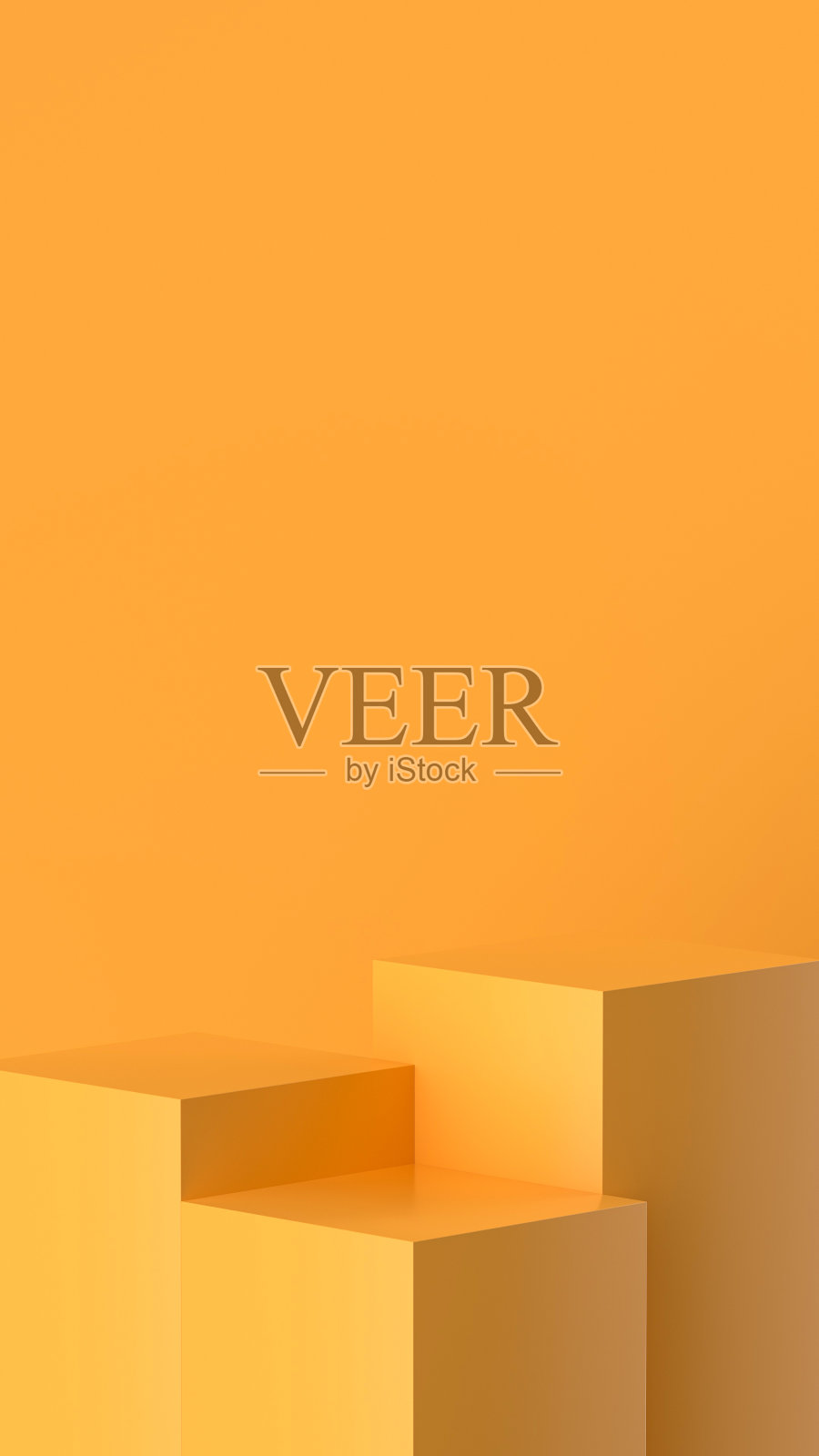 用于产品演示和布局概念的黄色方形讲台- 3D插图照片摄影图片