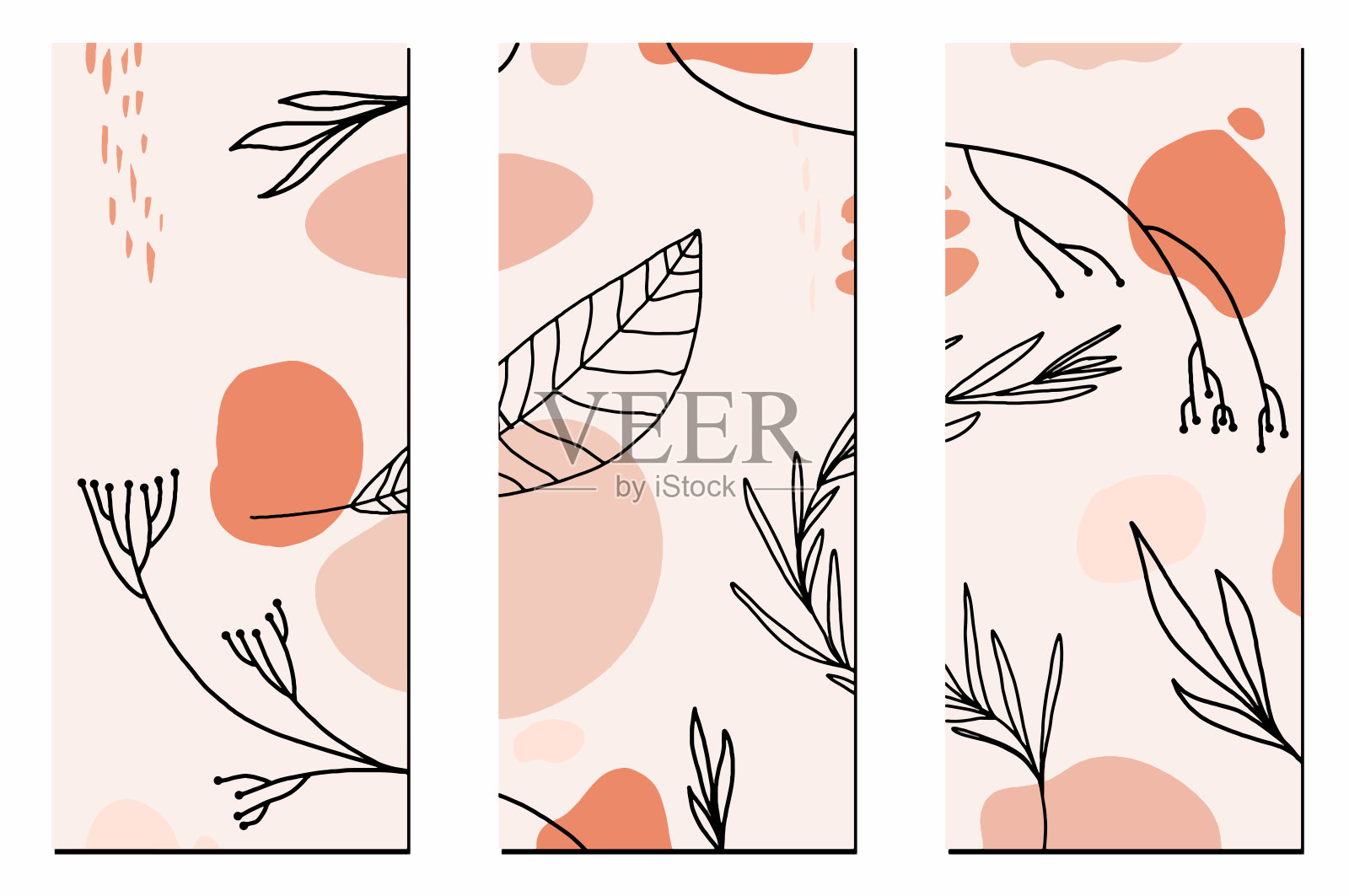 抽象的墙壁艺术设置。插画图片素材