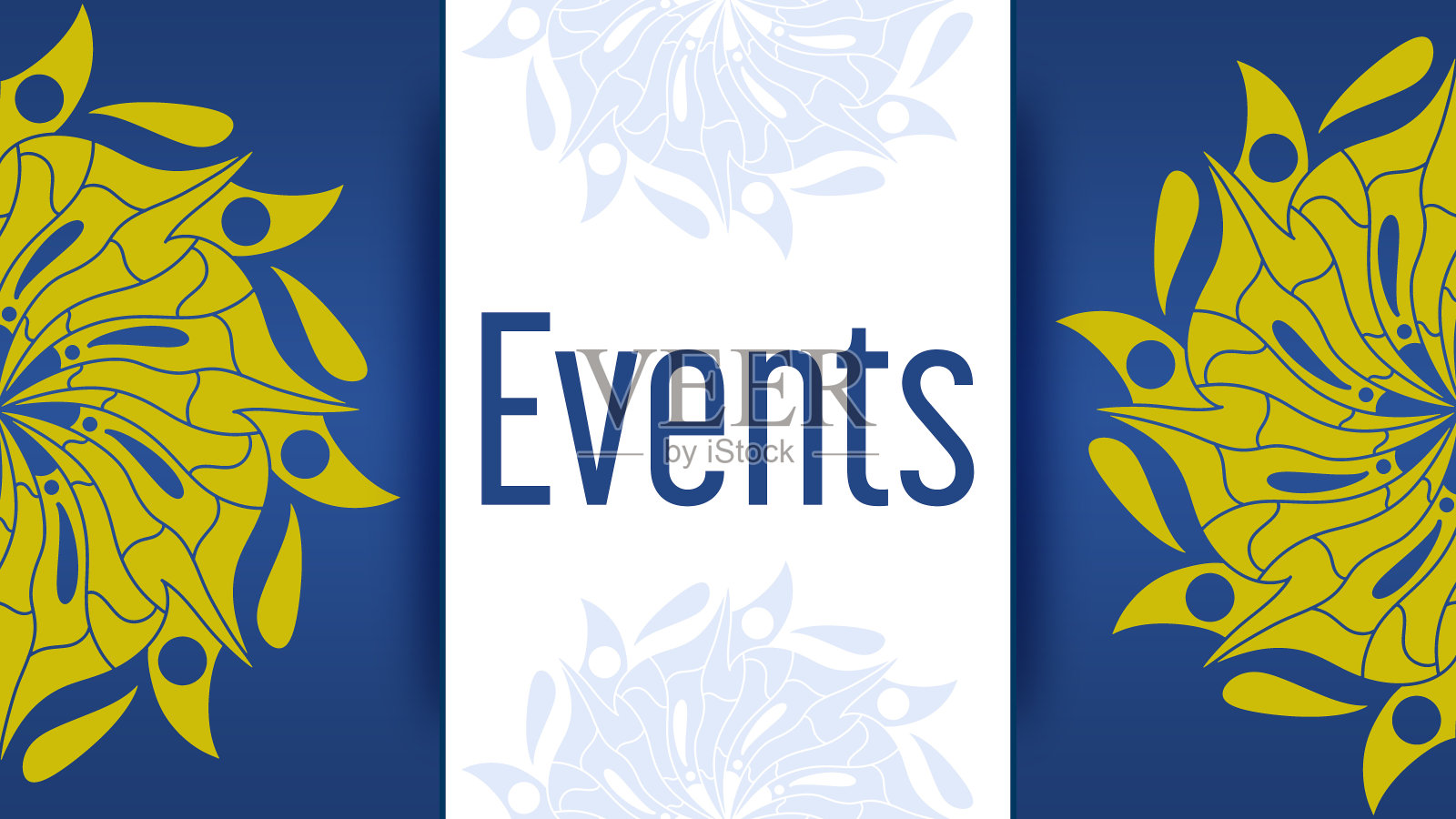 事件曼陀罗蓝金左右水平文本插画图片素材