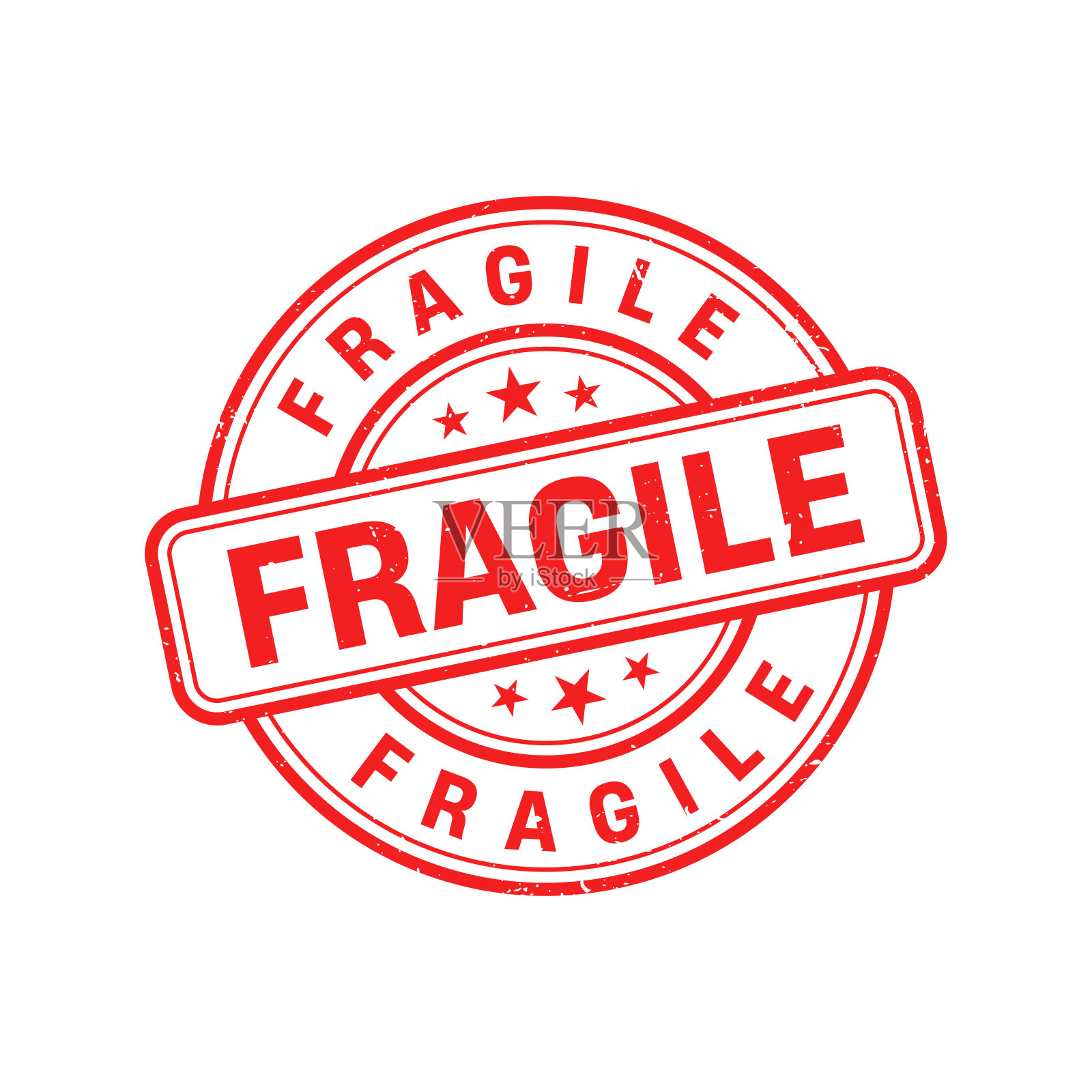 易碎邮票,易碎垃圾圆形标志插画图片素材