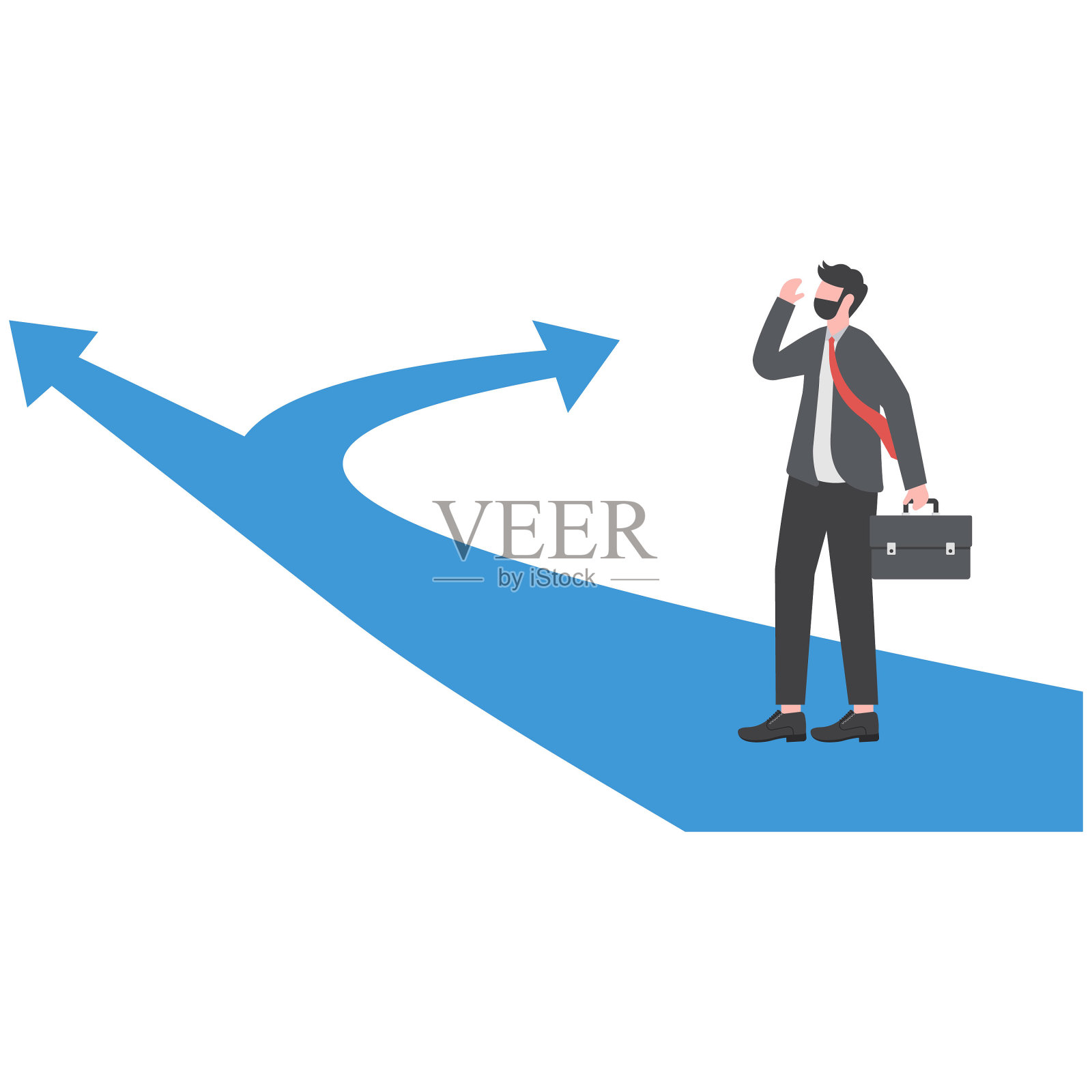 新方式概念。开始旅程,冒险和机会。商人在户外的路上。插画图片素材