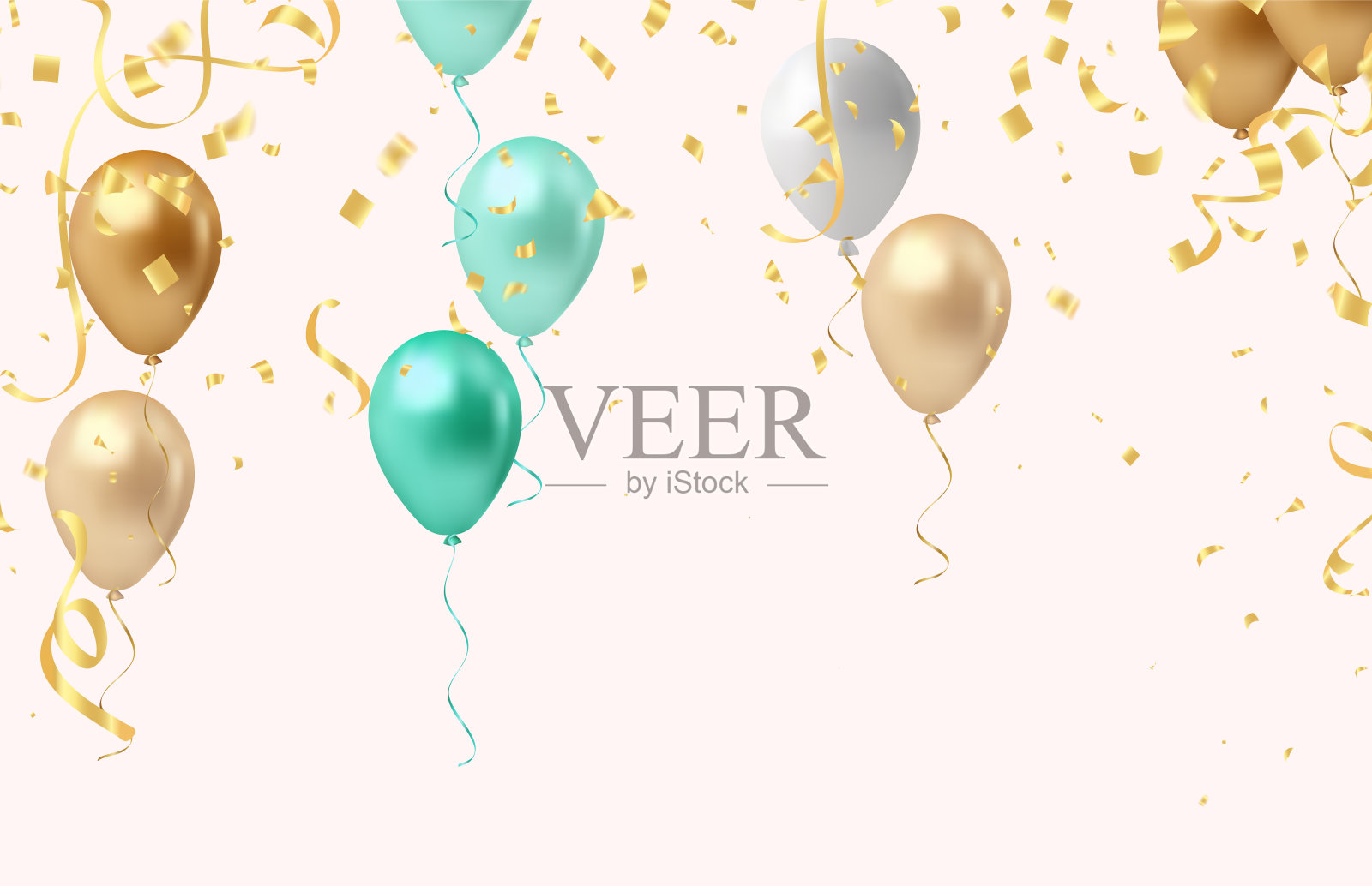 以气球和五彩纸屑为庆祝背景。矢量插图。插画图片素材