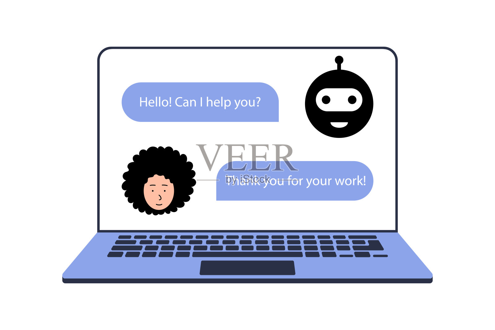 人工智能在信使的帮助下进行交流。聊天机器人咨询。消息对话框。矢量插图隔离在白色背景上插画图片素材