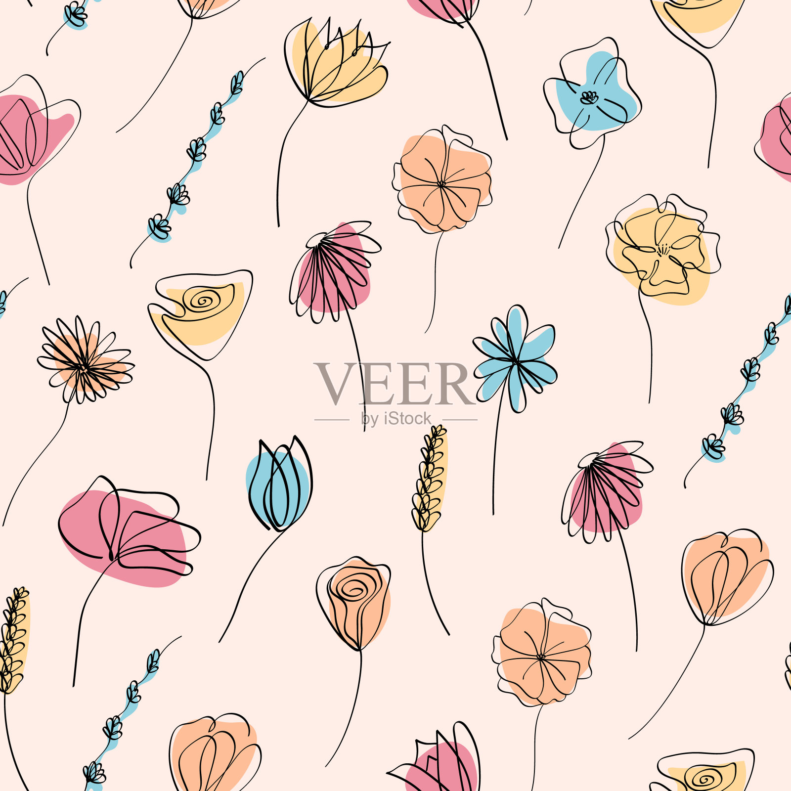 最小的植物图形的无缝模式插画图片素材