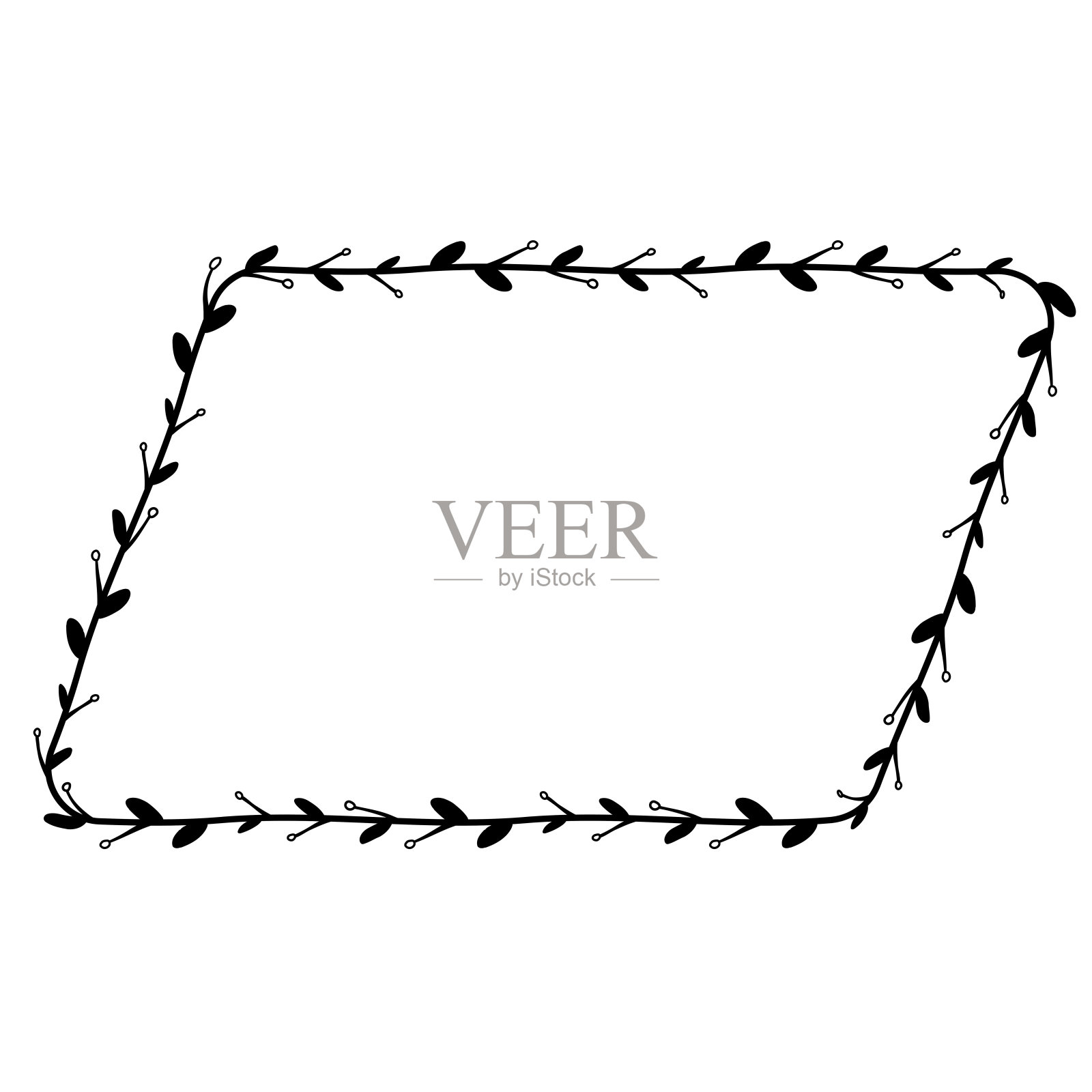 平行四边形框架花孤立的树枝花花环叶花卉矢量装饰边界植物极简主义的婚礼框架祝贺周年纪念情人奖得主浪漫插画图片素材