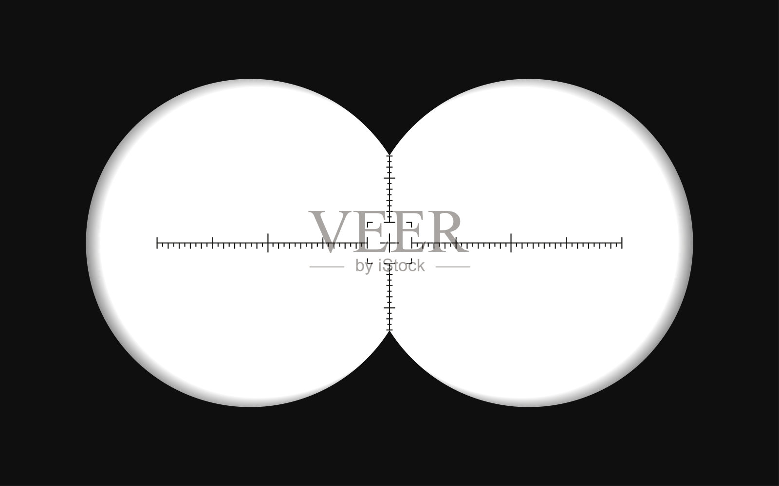 双筒望远镜的观点。Spy POV,光学双目瞄准具和望远镜变焦架。用于军事,狩猎或户外项目的框架。两个带有透明字段的圆。矢量图插画图片素材