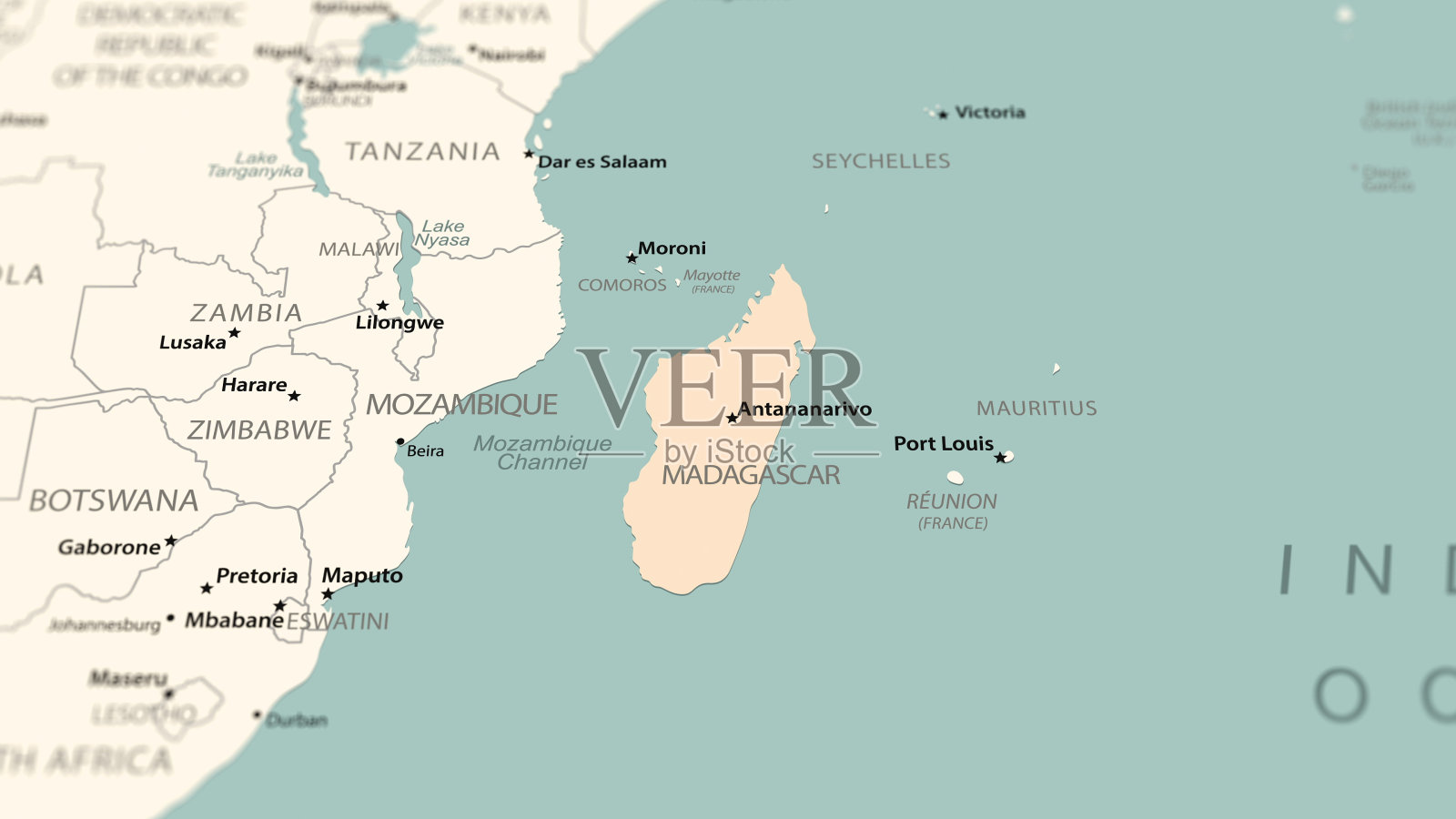 马达加斯加在世界地图上。插画图片素材