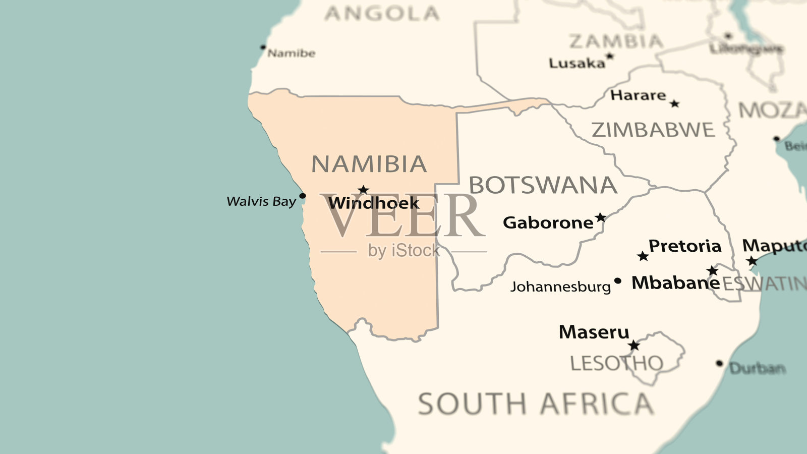 纳米比亚在世界地图上。插画图片素材