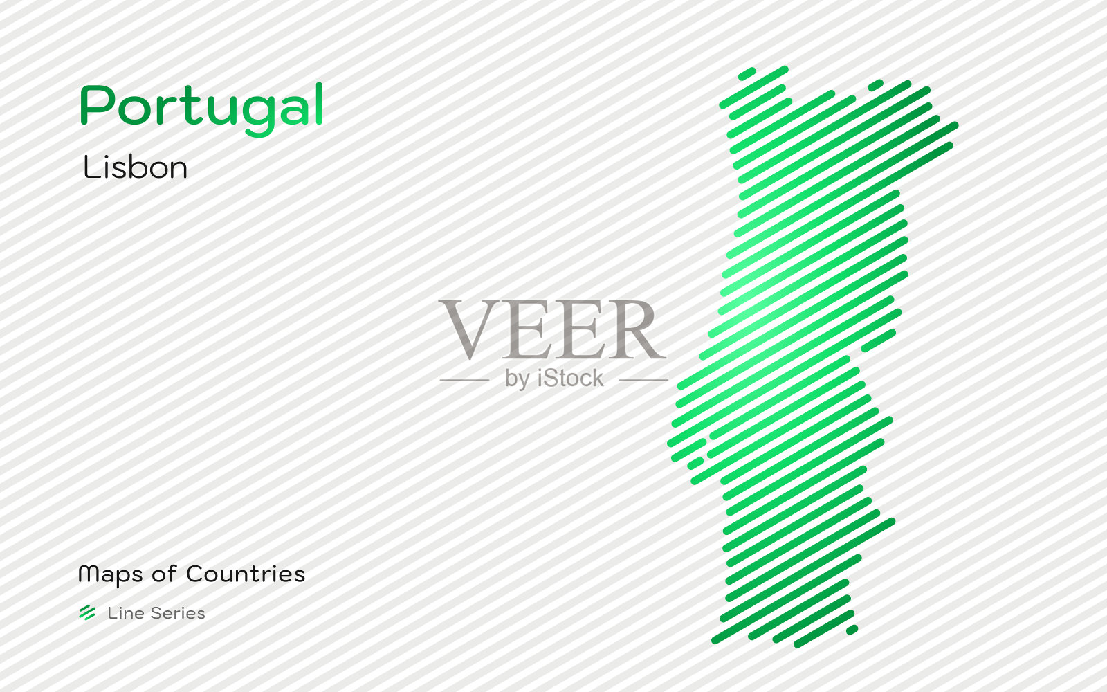 葡萄牙地图线形图。插画图片素材