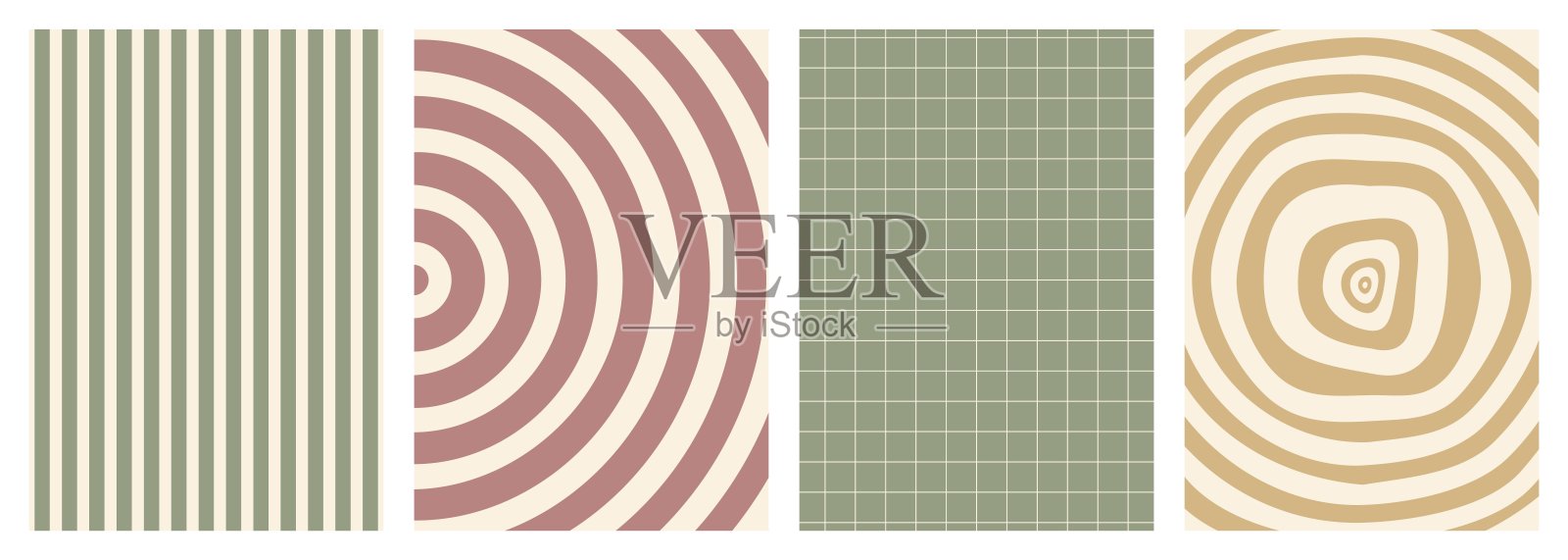 扭曲和扭曲的矢量groovy嬉皮士背景。波浪,漩涡,旋转的图案。一套时尚复古迷幻风格的背景。矢量图插画图片素材