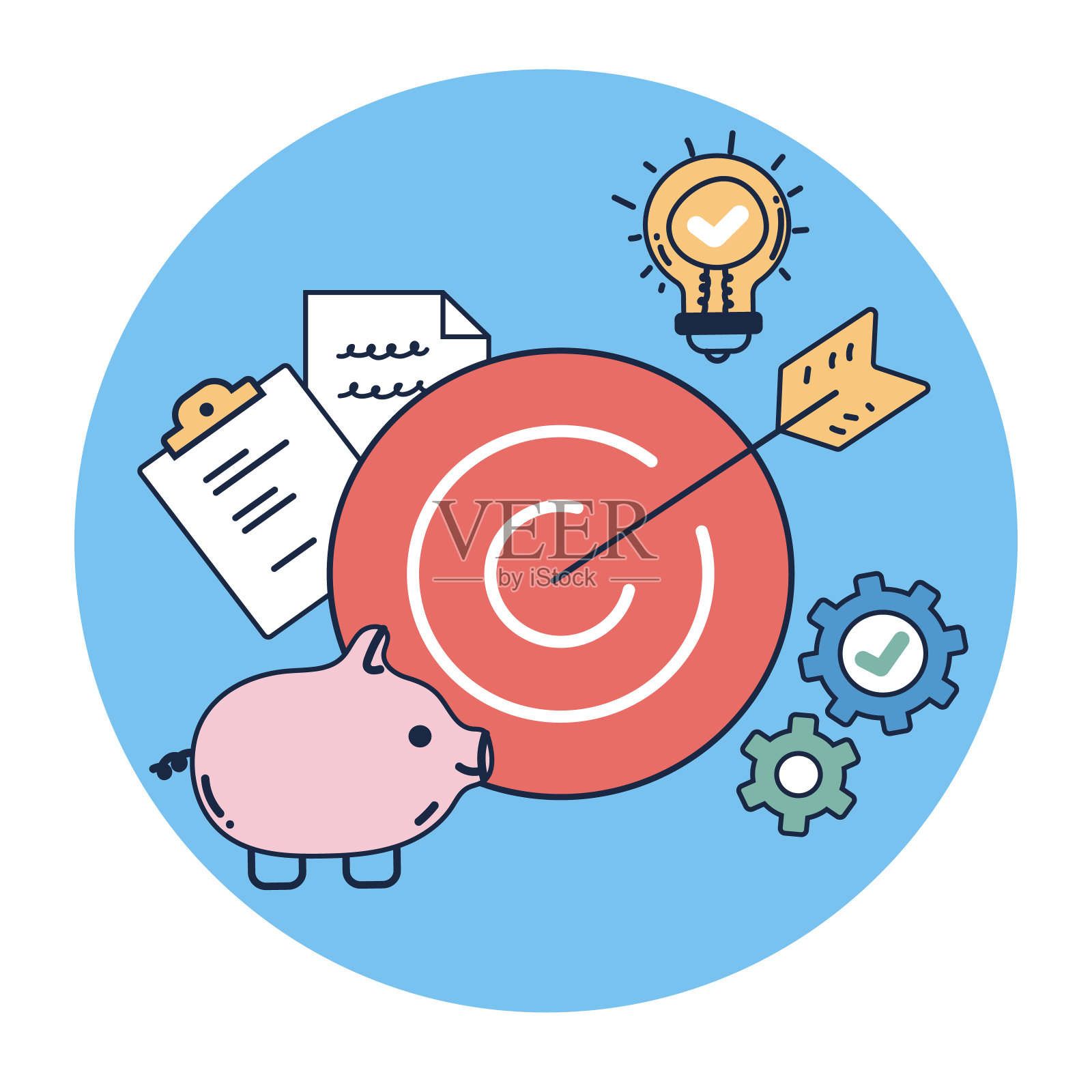 经营目标、动机、成就、成功、财务进步、战略的孤立概念。矢量图形设计插图插画图片素材