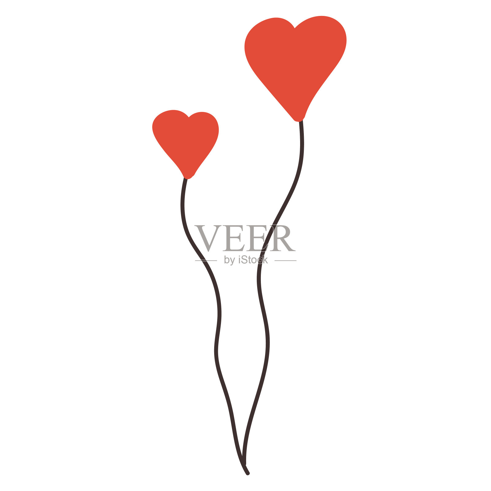 手绘心形气球插图。插画图片素材