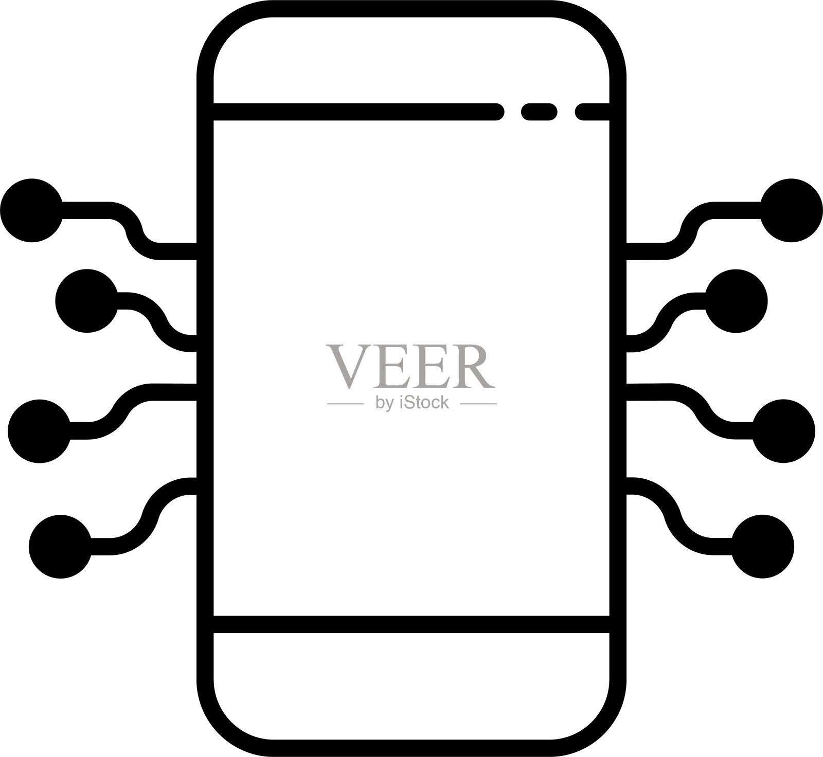 智能手机技术固体字形矢量插图插画图片素材