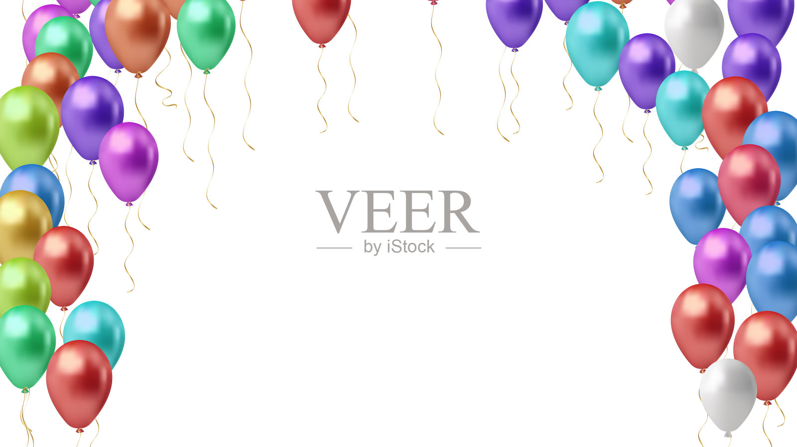 创意抽象节日庆祝概念:彩色透明橡胶充气气球或球体隔离在白色背景的3D矢量插图插画图片素材