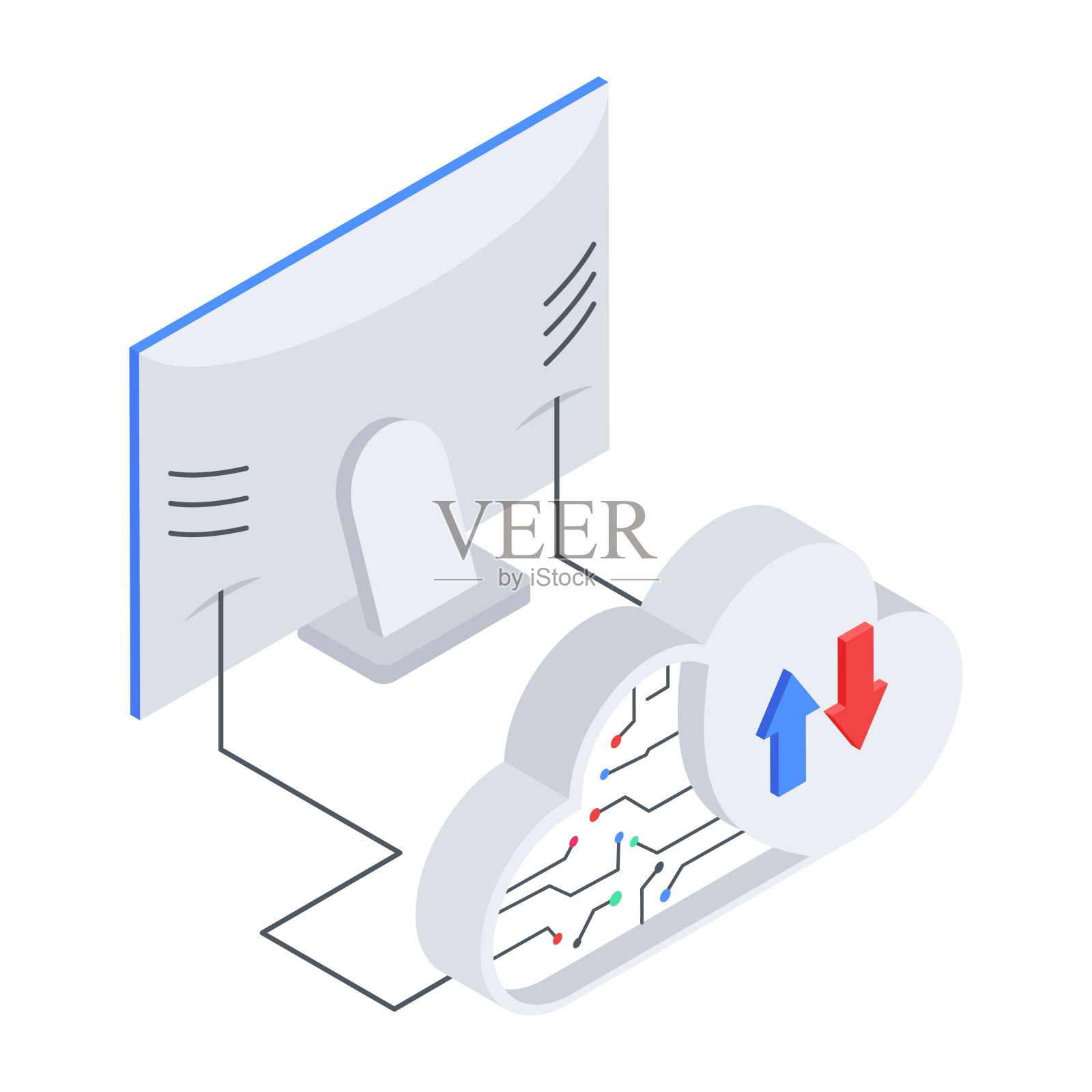 无线网络等距图标集插画图片素材