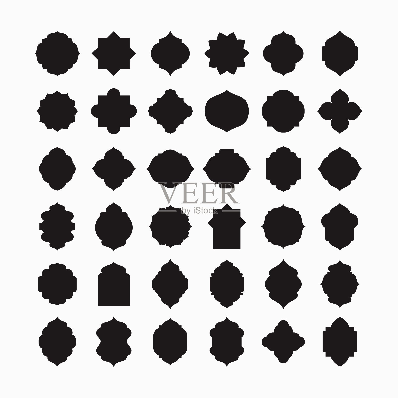 伊斯兰风格的边框设计。阿拉伯斋月橱窗装饰装饰复古。穆斯林的主题。向量插画图片素材