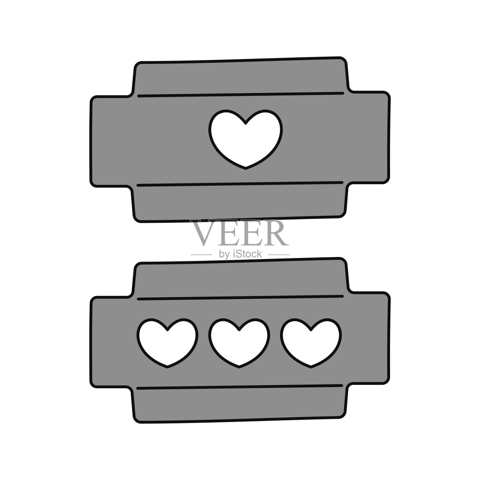 有心的刀片。千禧年风格的情绪摇滚。矢量平面插图隔离在白色背景上。插画图片素材