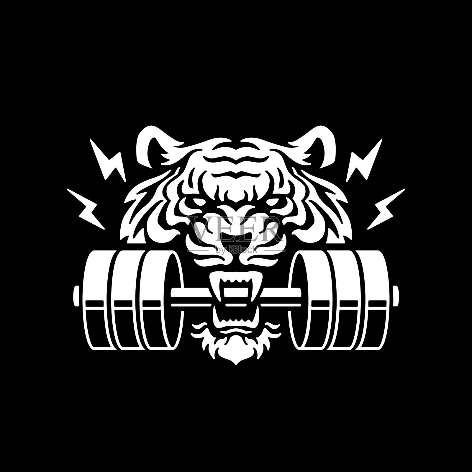 老虎健身馆健身嘴哑铃标志矢量图标说明插画图片素材