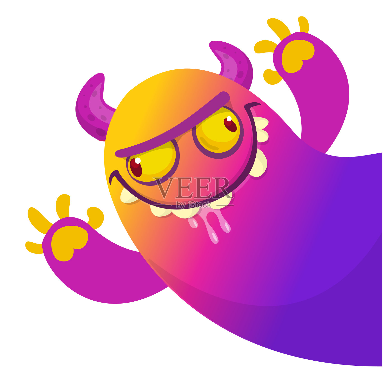 有趣的卡通怪物设计。怪物人物插图孤立在白色。非常适合聚会装饰或包装设计插画图片素材