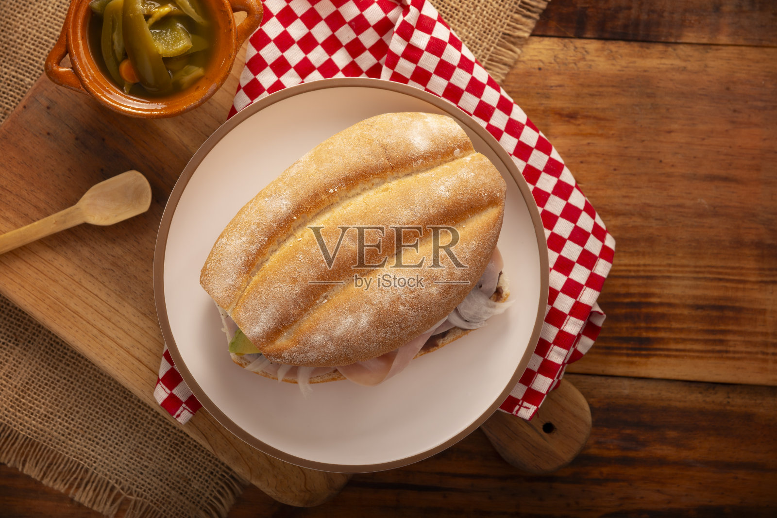 墨西哥火腿蛋饼桌面视图照片摄影图片