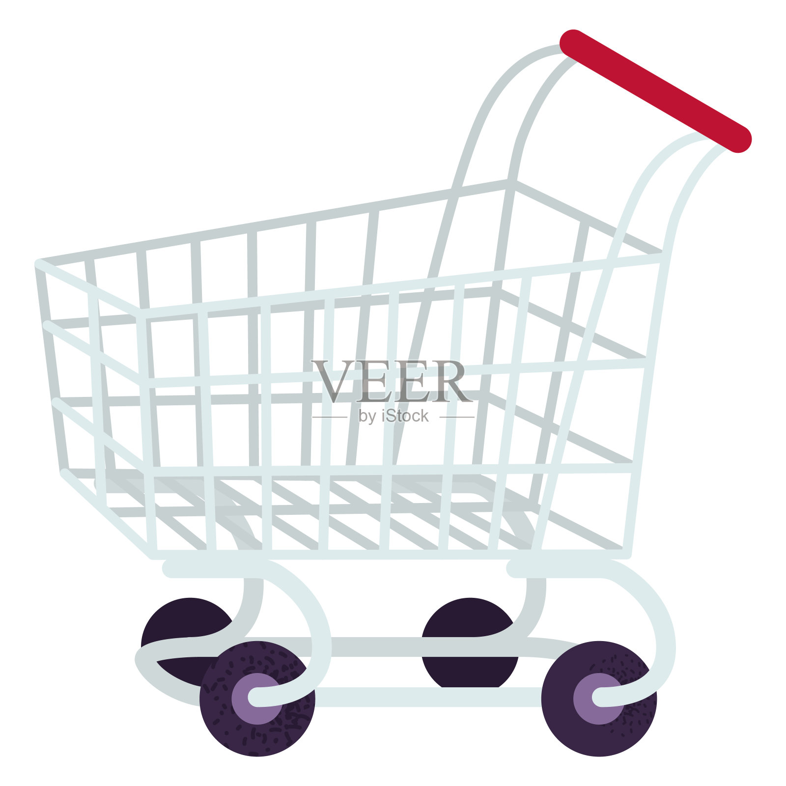 空购物车插图。简单的金属购物车矢量插图插画图片素材