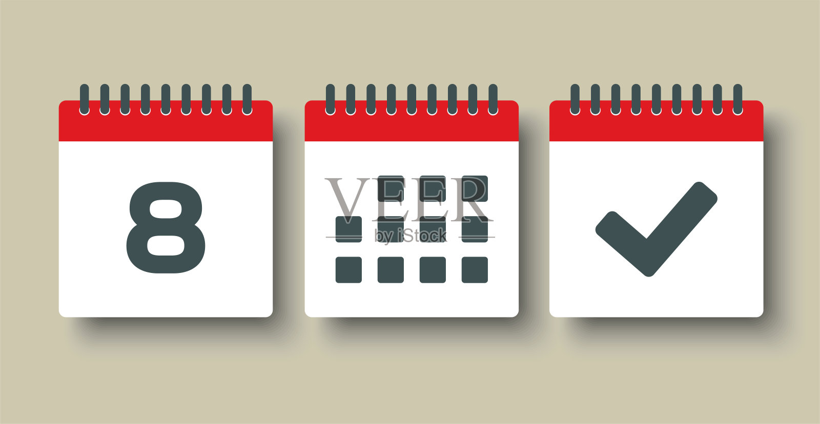 矢量图标页日历- 8天,议程,完成插画图片素材
