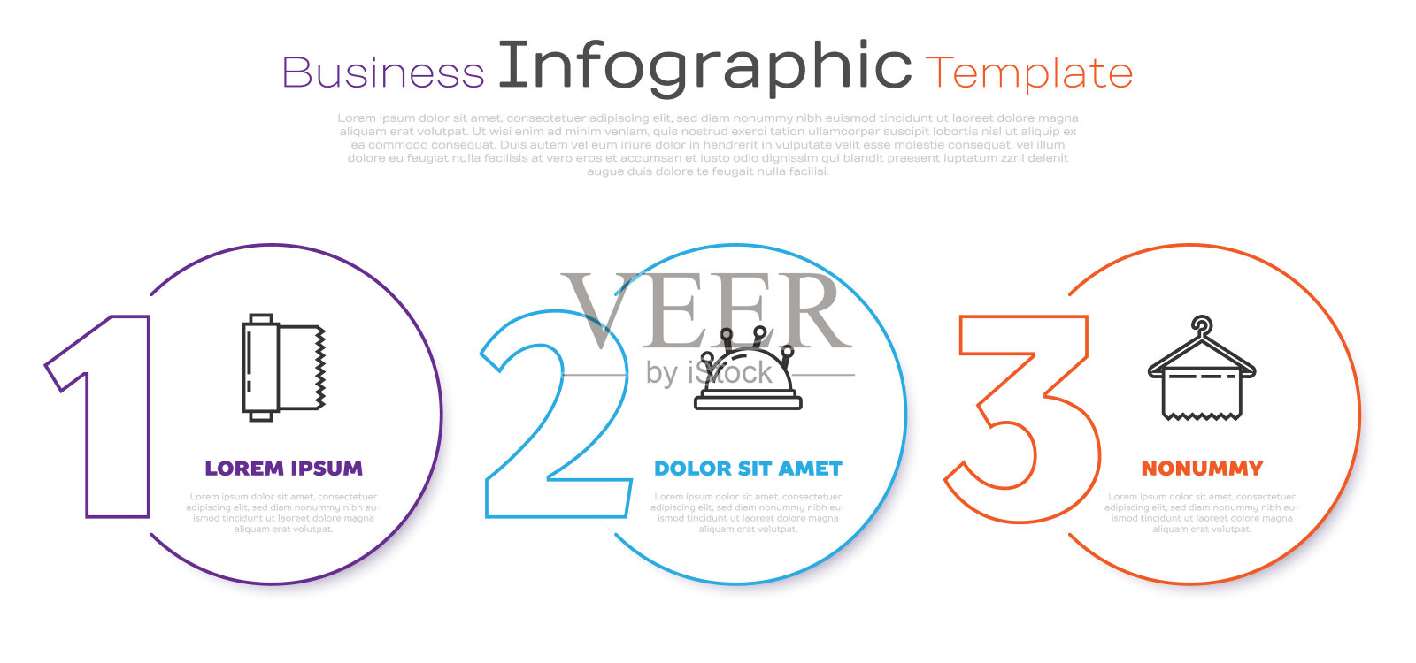 集纺织面料卷、针床、针架、衣架衣橱于一体。业务信息图表模板。向量插画图片素材