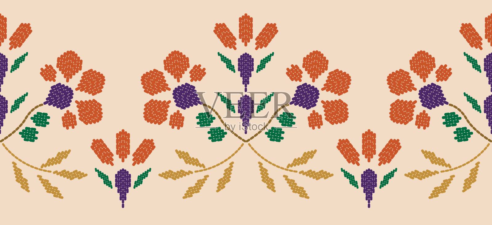 美丽的图案刺绣花卉插画图片素材