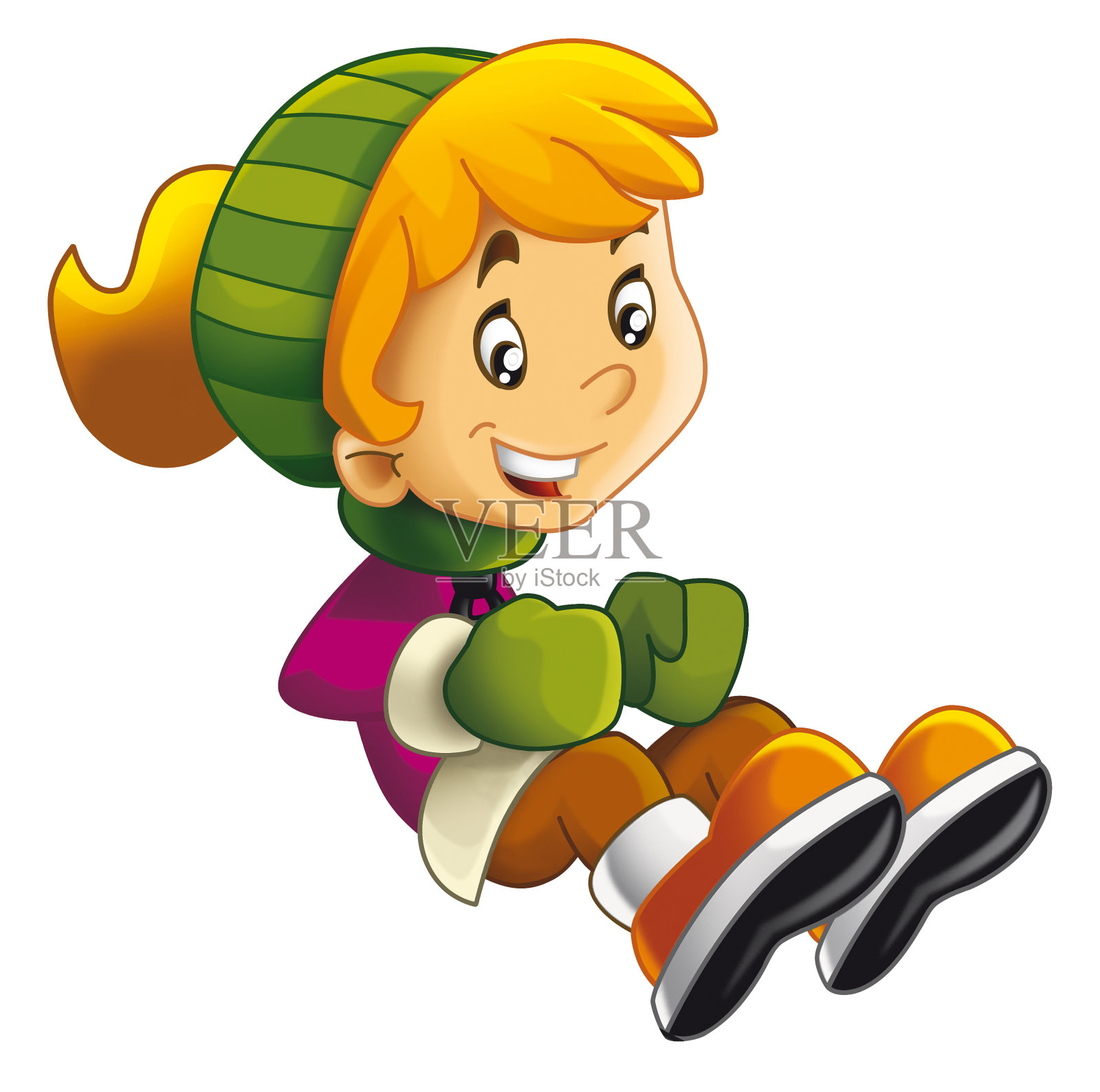 卡通场景与快乐的孩子有乐趣与冬季运动微笑和训练插图的孩子插画图片素材