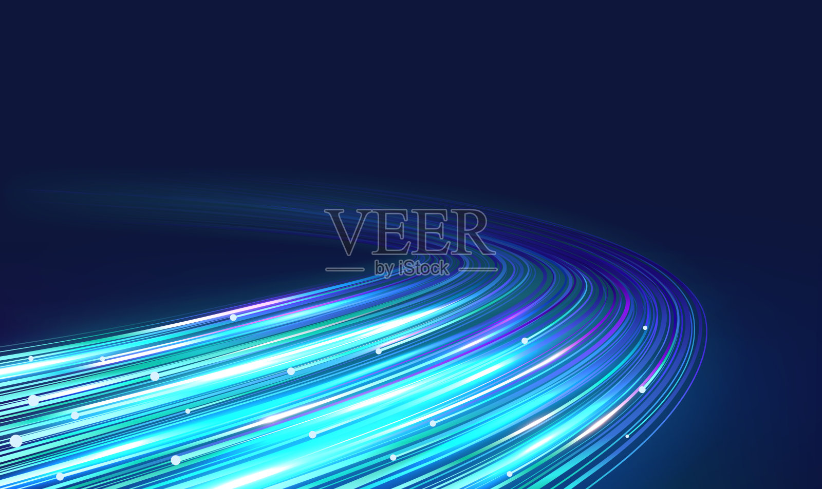 发光蓝线高速移动。互联网无线数据传输概念。插画图片素材