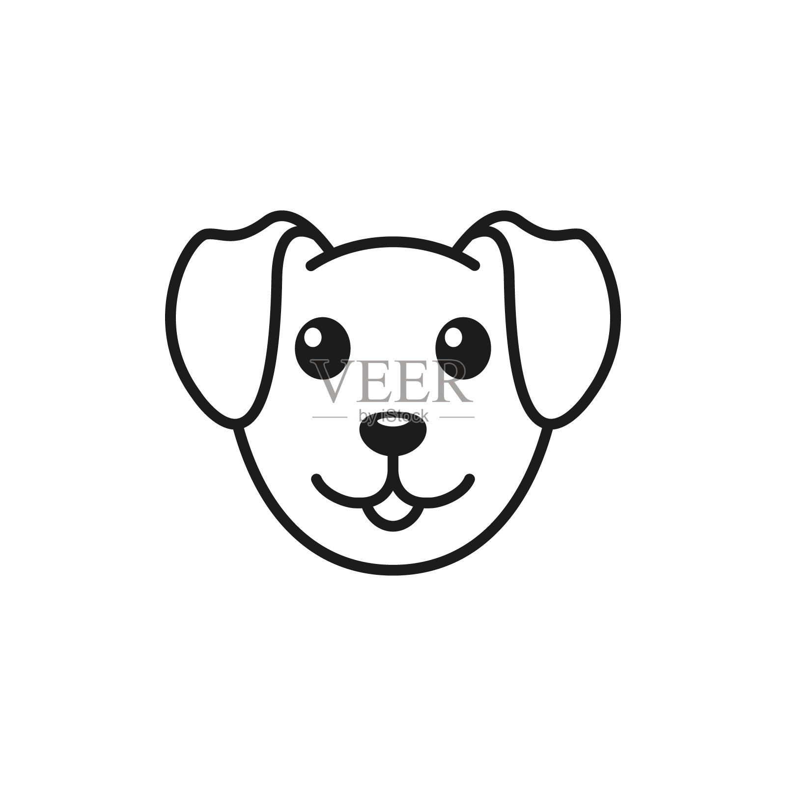 狗头线图标。矢量隔离小狗头符号在白色背景。前视图插画图片素材