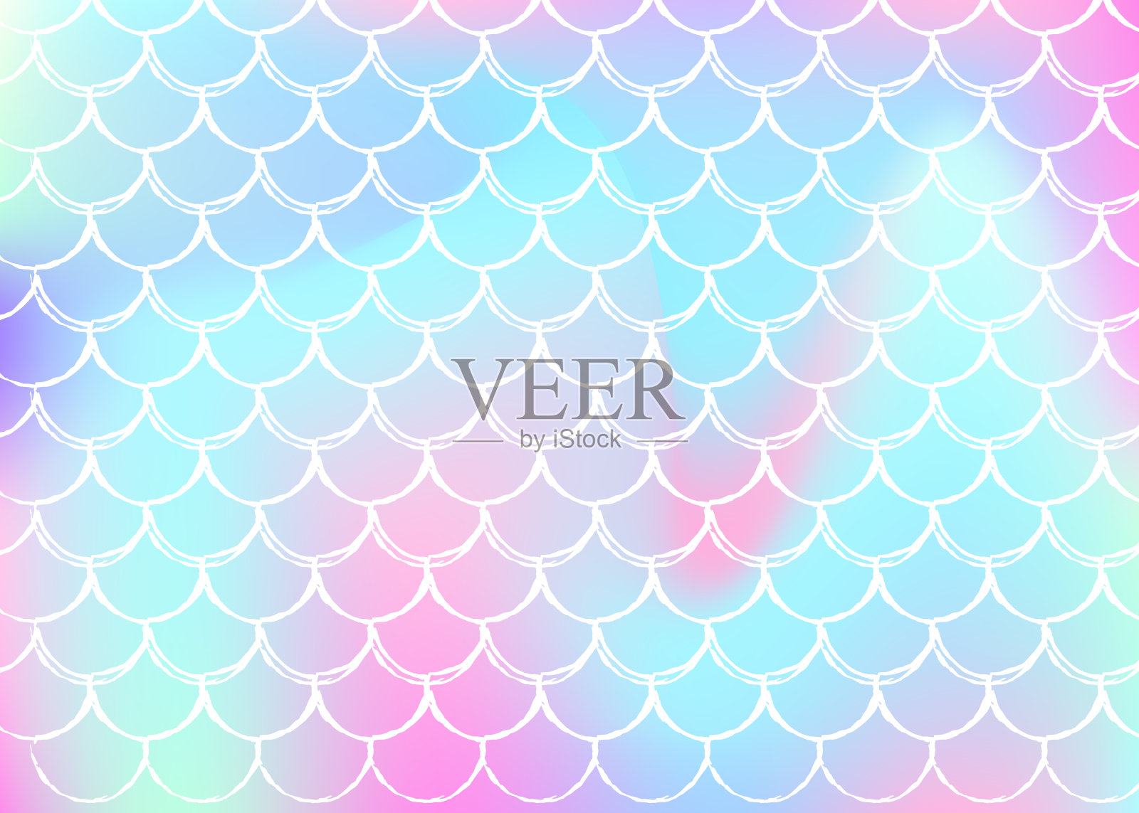 渐变比例背景与全息美人鱼。插画图片素材