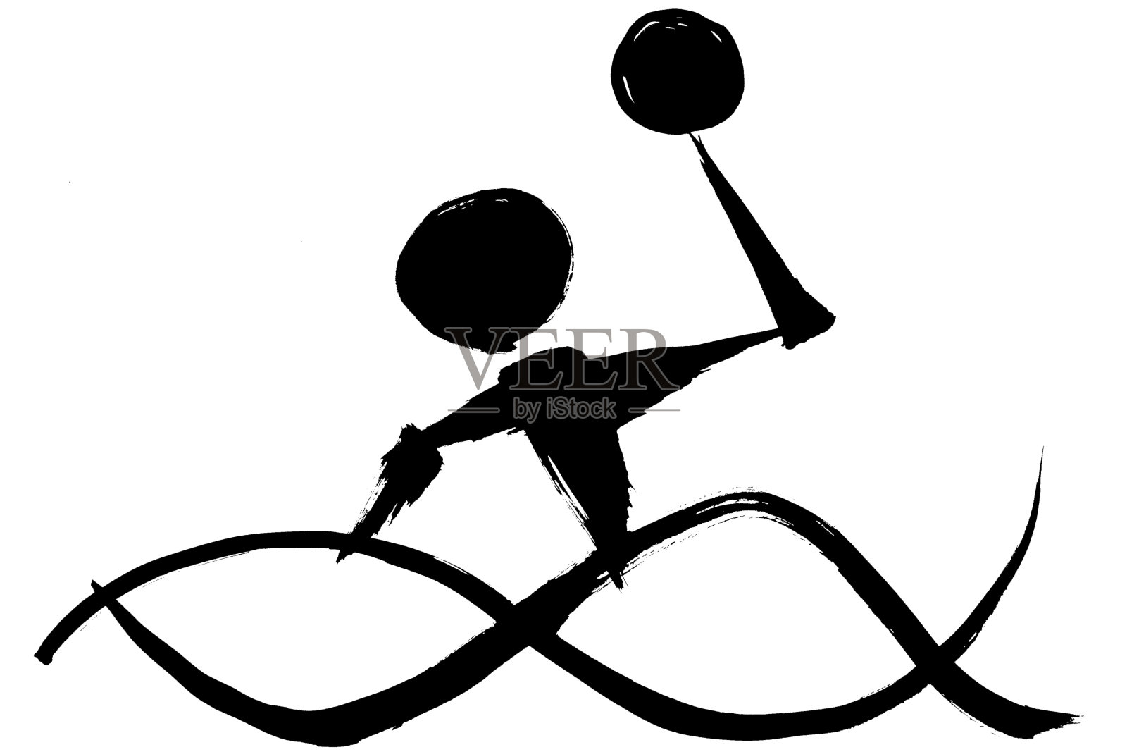 毛笔画水球剪影插画图片素材