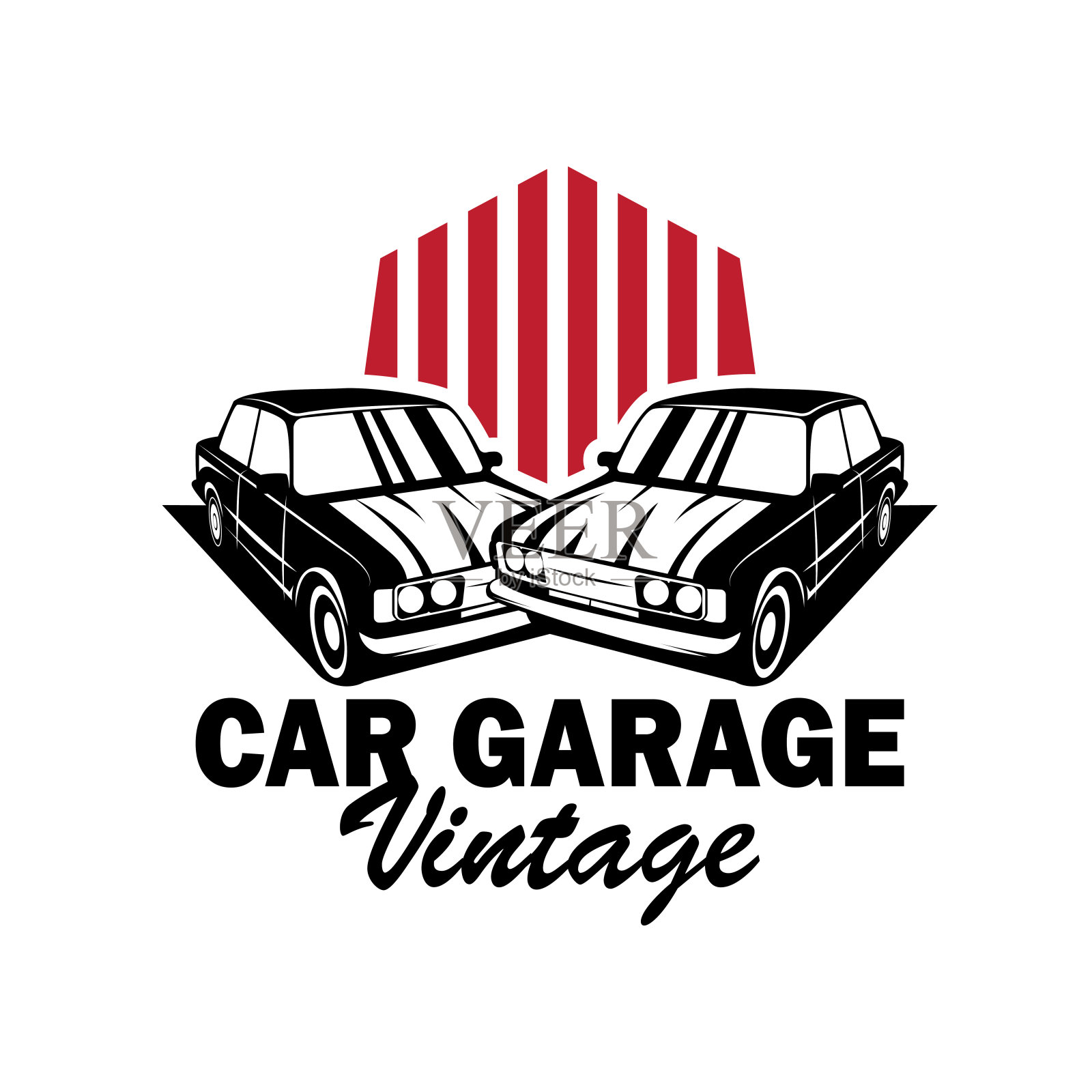 经典汽车标志设计徽章邮票矢量车肌肉车旧复古复古模板插图插画图片素材