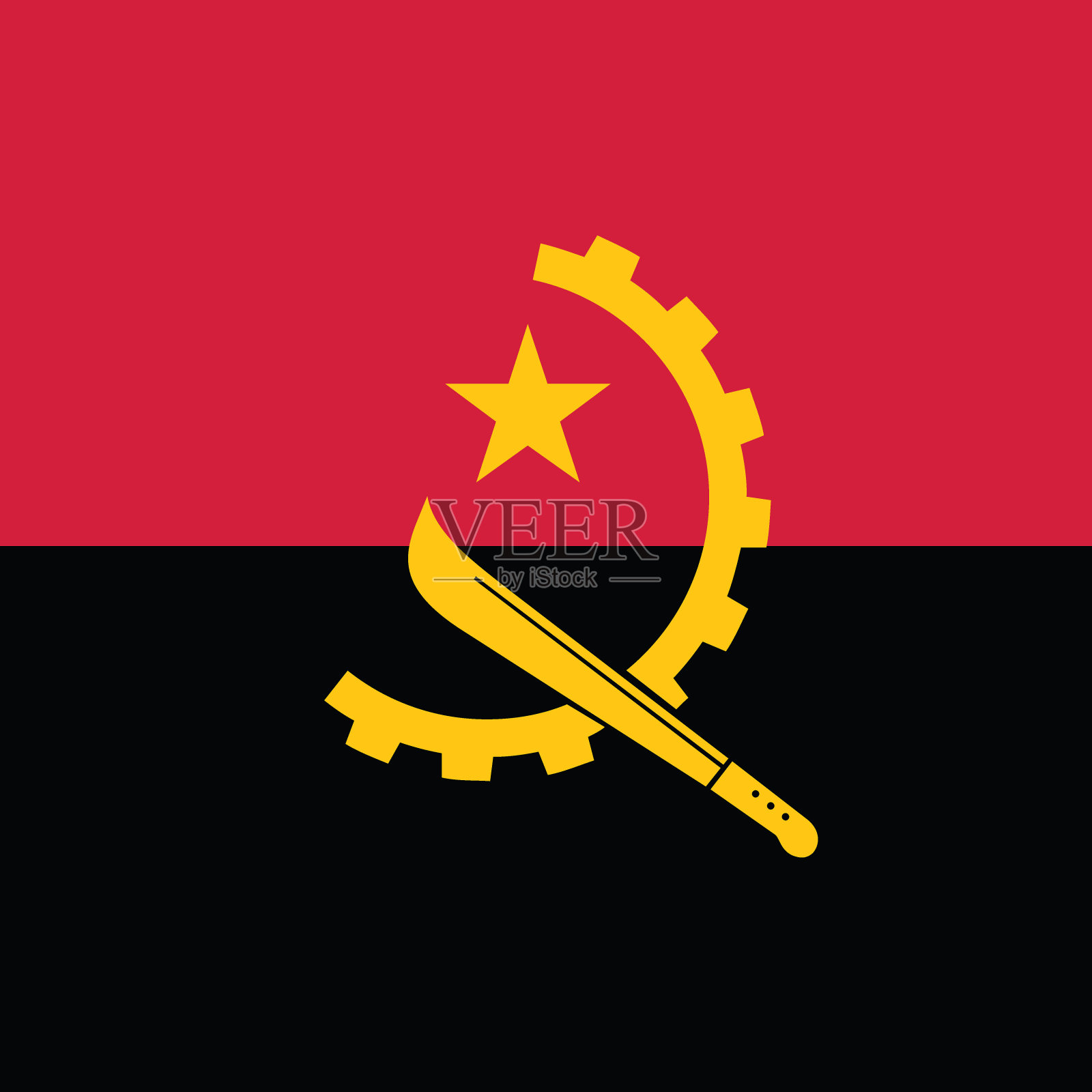 安哥拉国旗图标,标准颜色,方形国旗,电脑和数字矢量插画插画图片素材