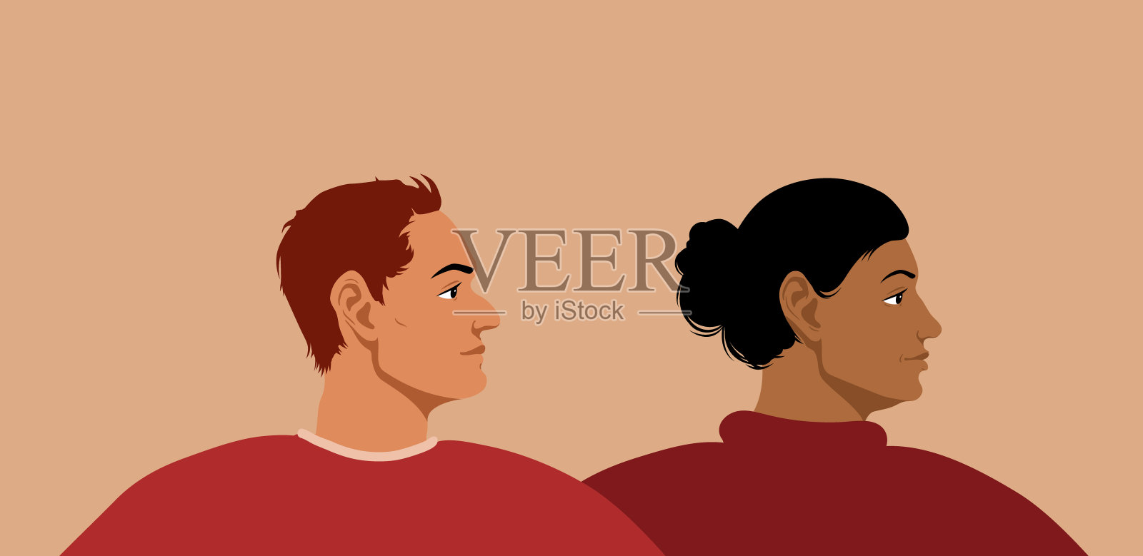 卡通人物。平面矢量插图。潜水的人。插画图片素材