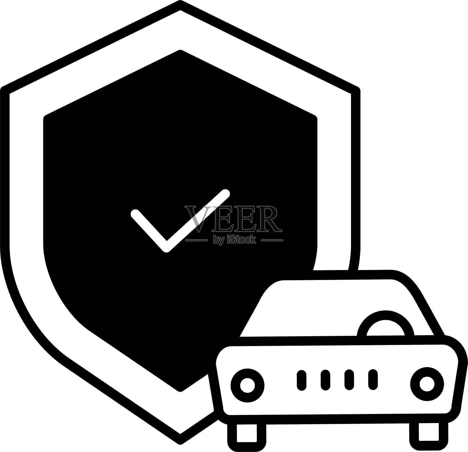 汽车保险固体字形矢量插图插画图片素材