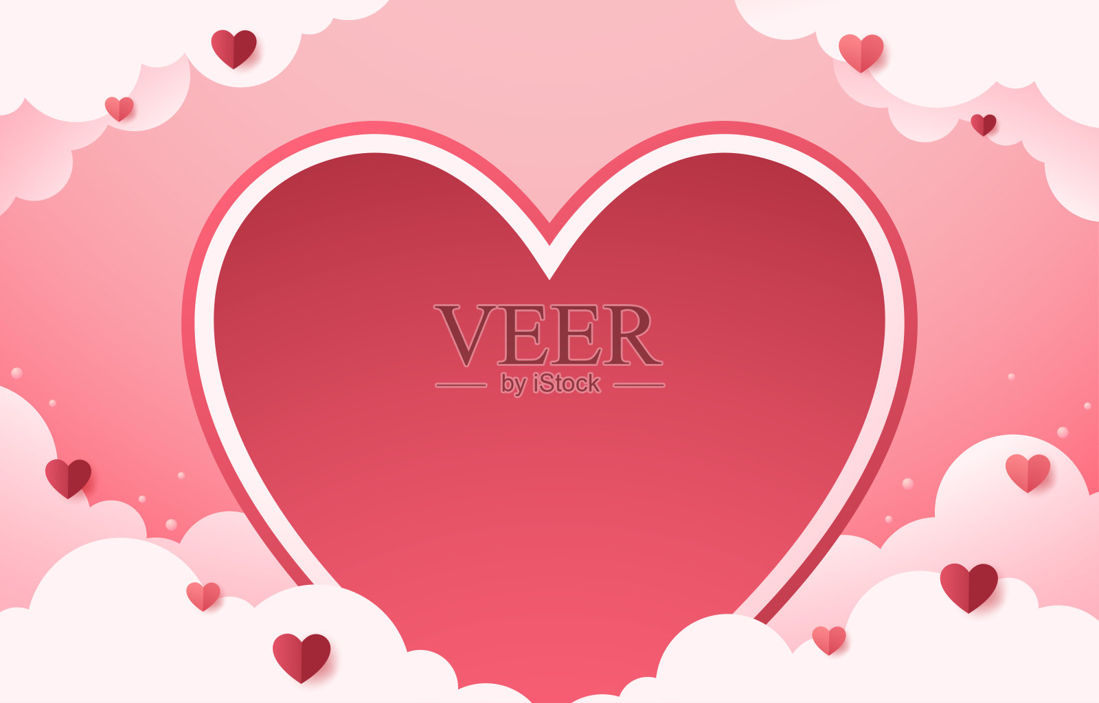 情人节背景与产品展示和心形。情人节相框。文本的自由空间。插画图片素材