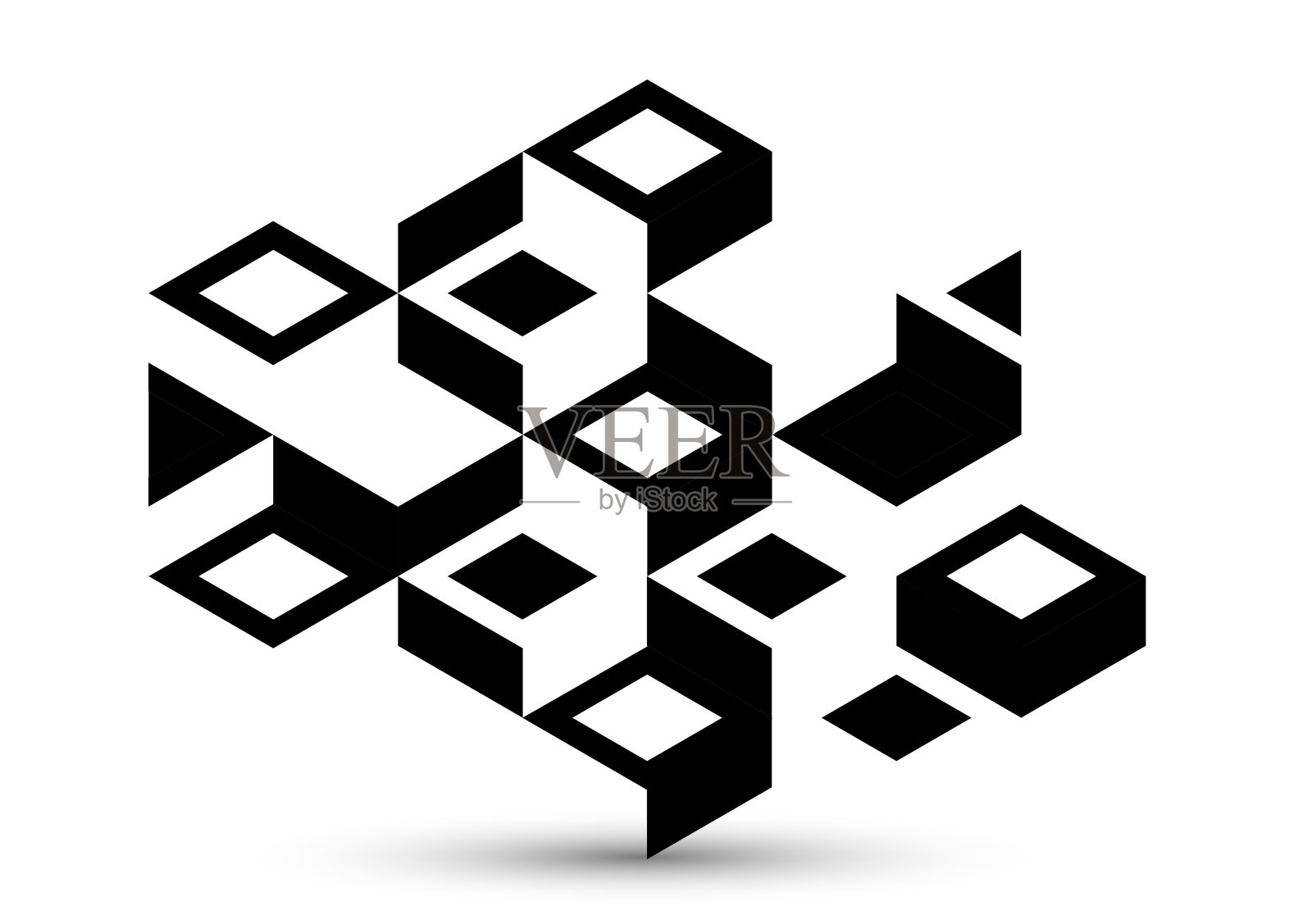 等长三维立方体矢量抽象背景,几何抽象艺术现代建筑城市建筑主题,立方体形状和形式构成低多边形风格。插画图片素材