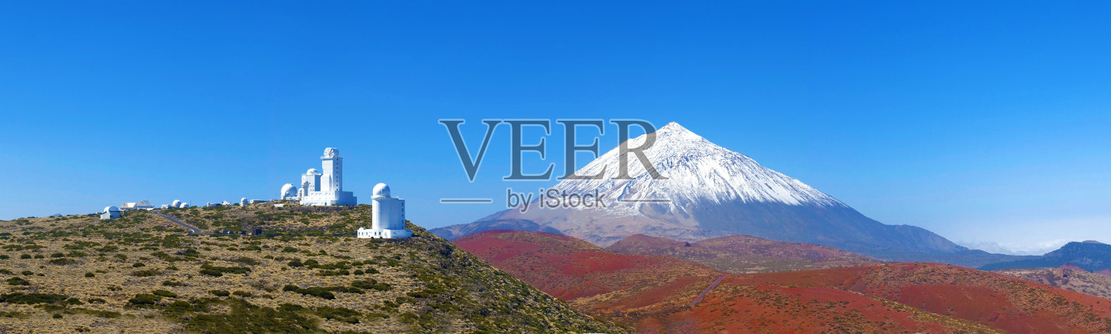 泰德天文台和泰德山的全景照片摄影图片