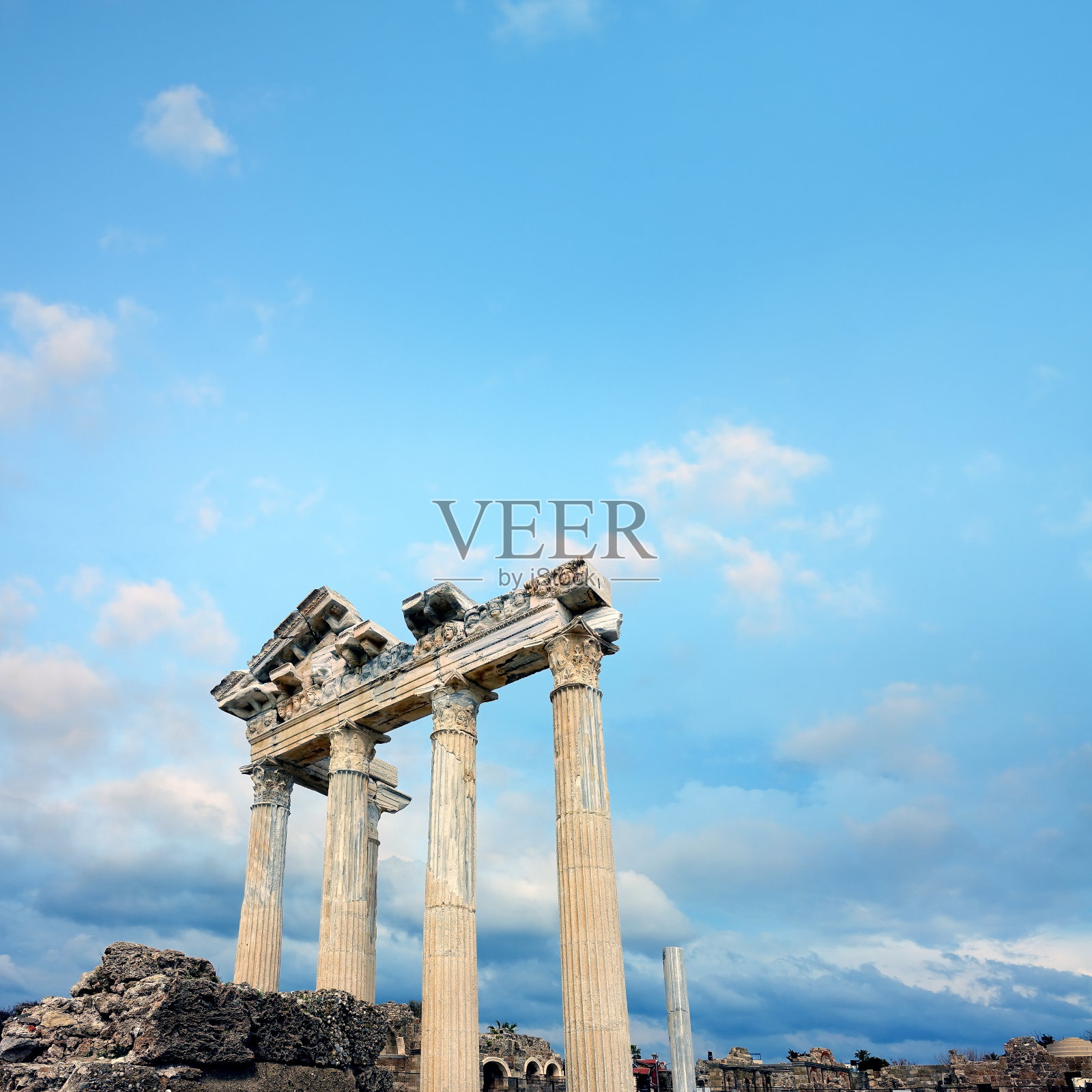 阿拉尼亚小镇塞德的古罗马考古遗址照片摄影图片