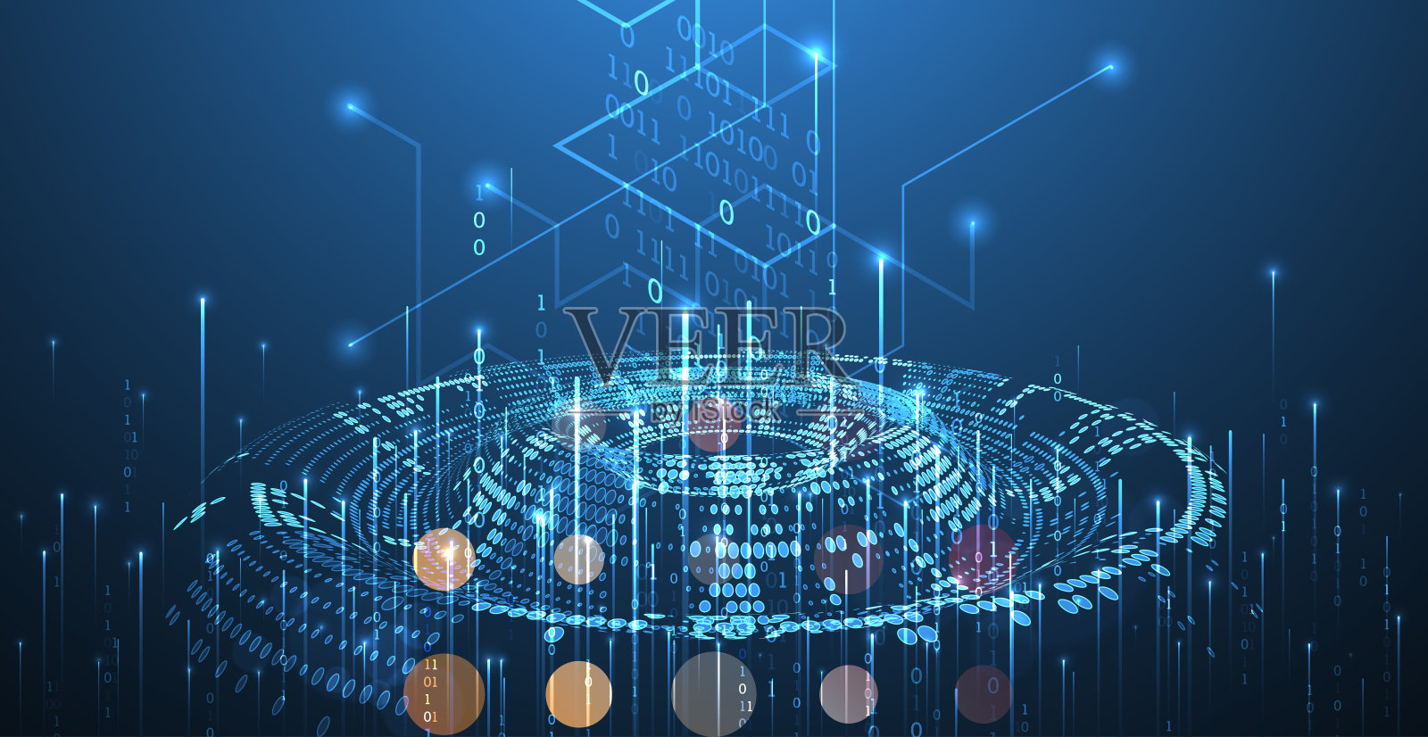 大数据。抽象数字未来的线框矢量插图的技术背景。数据挖掘和管理的概念。手绘艺术。插画图片素材