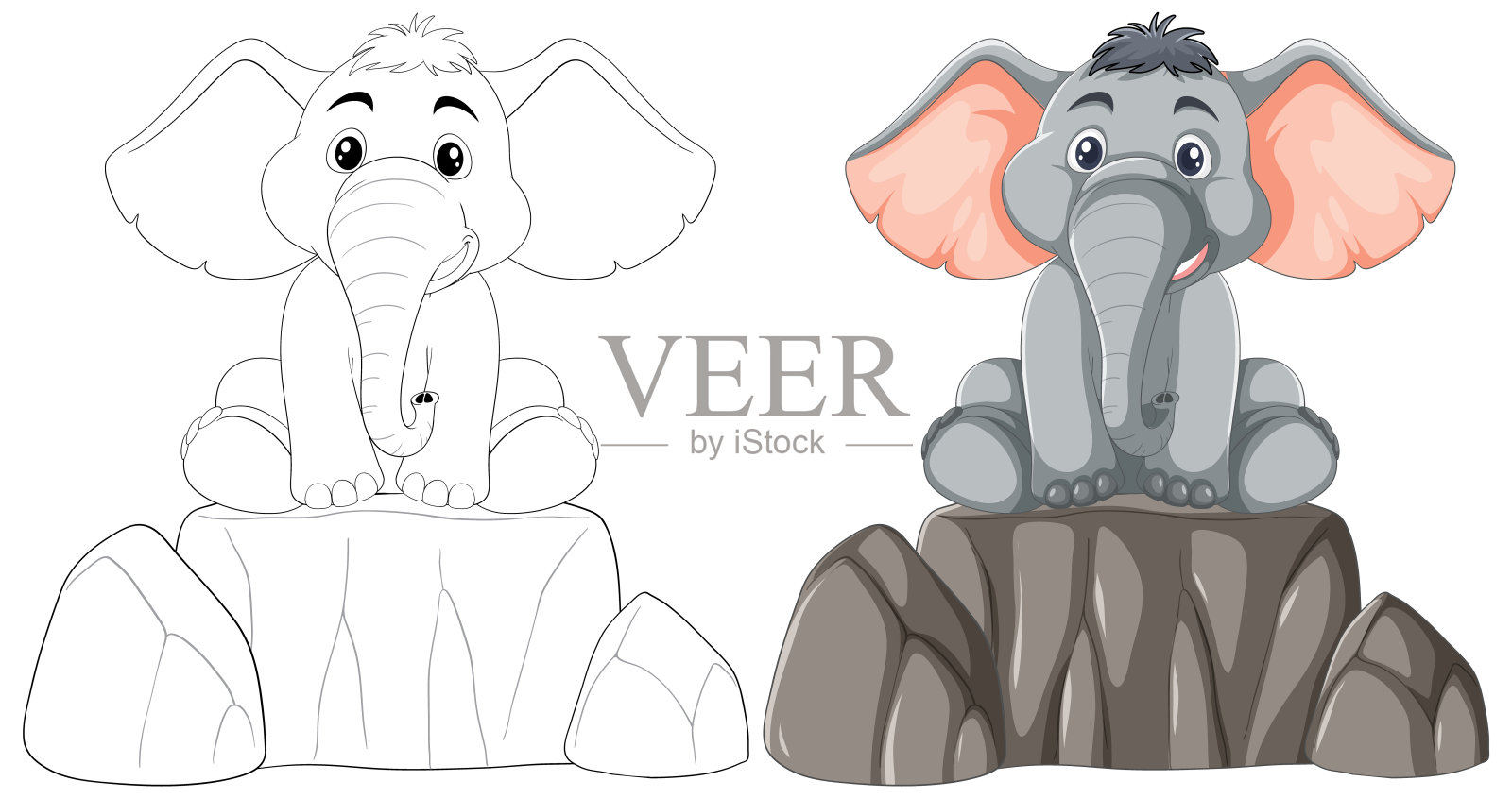 矢量插图的一个愉快的小象插画图片素材