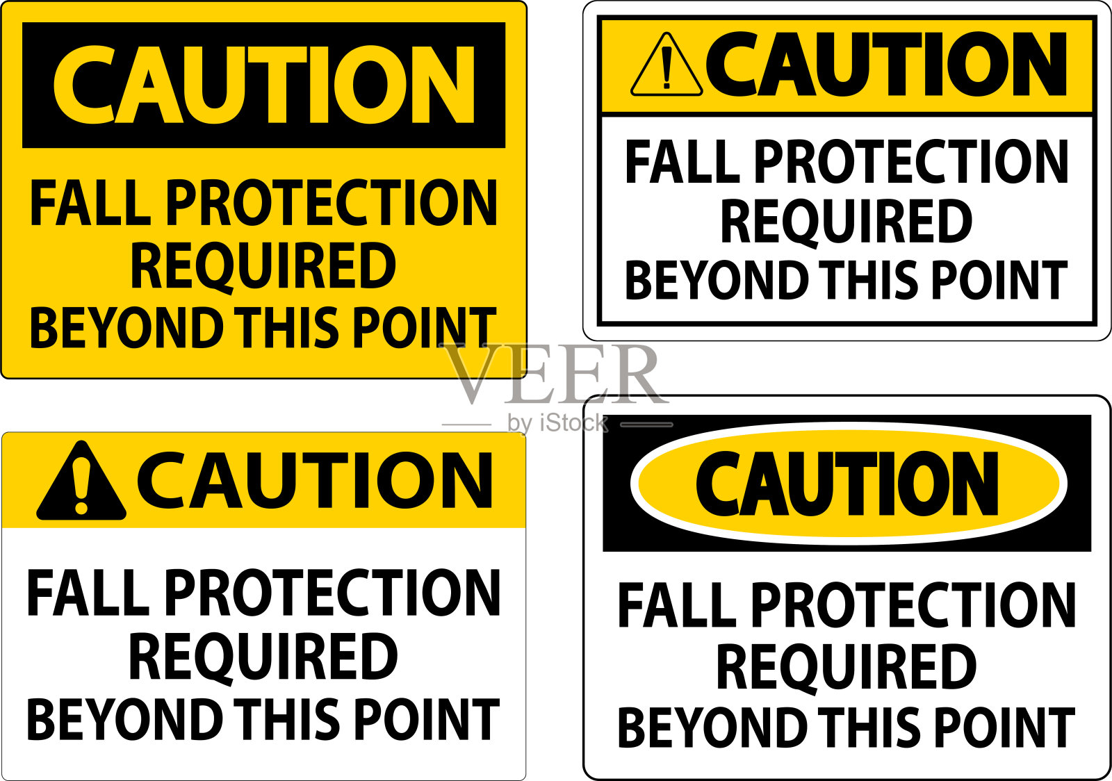 警告标志,超过此点需要坠落保护插画图片素材