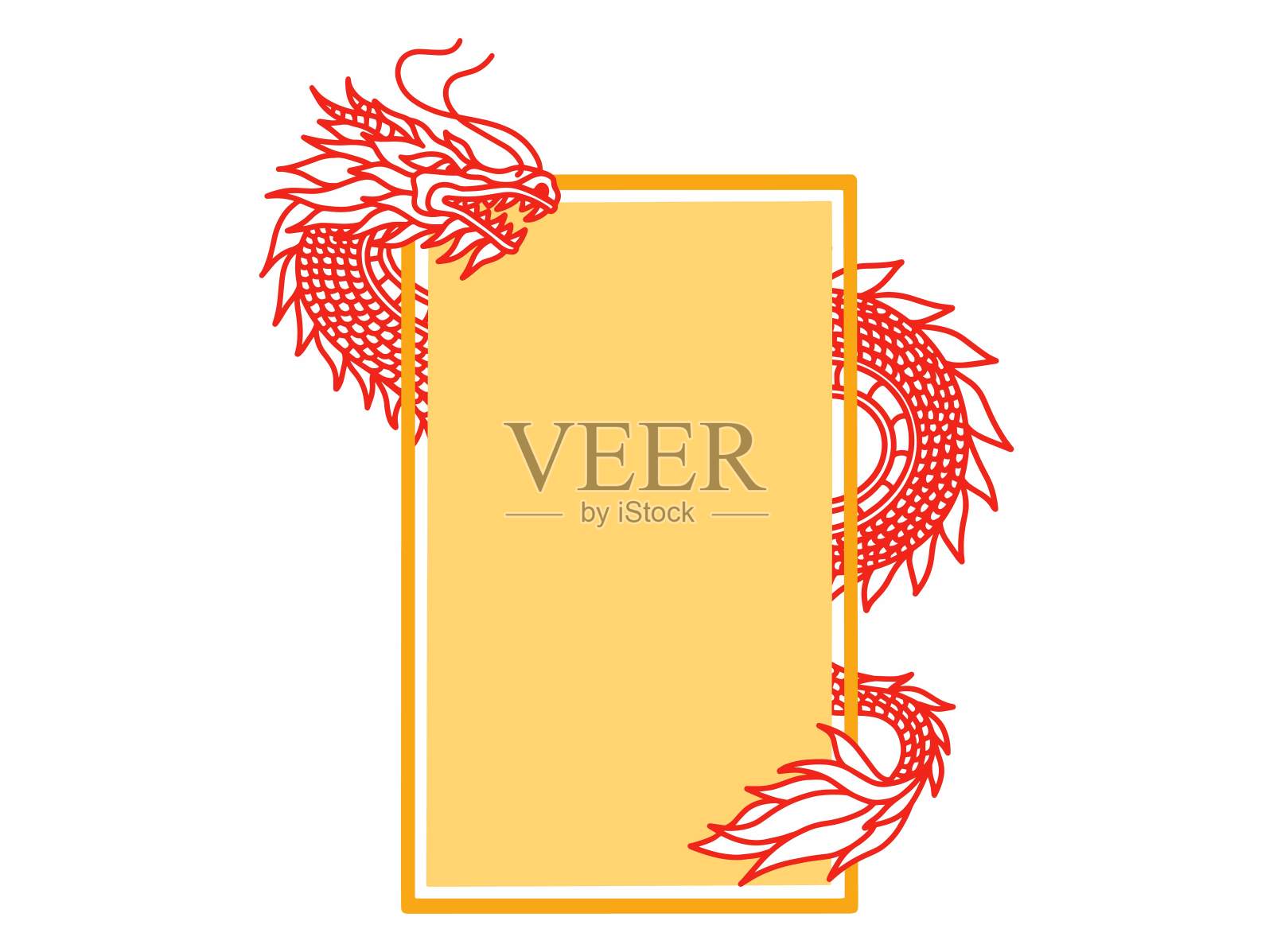 中国边界框架背景插图。农历新年转角边界。新年框架背景插图。中国龙角边界插图。中国新年龙架背景。中国龙框架背景插图插画图片素材