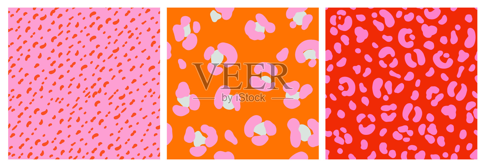 一套抽象豹皮无缝图案。动物图案。几何民俗装饰的背景,背景,封面,壁纸,时尚,家居装饰。矢量插图。插画图片素材