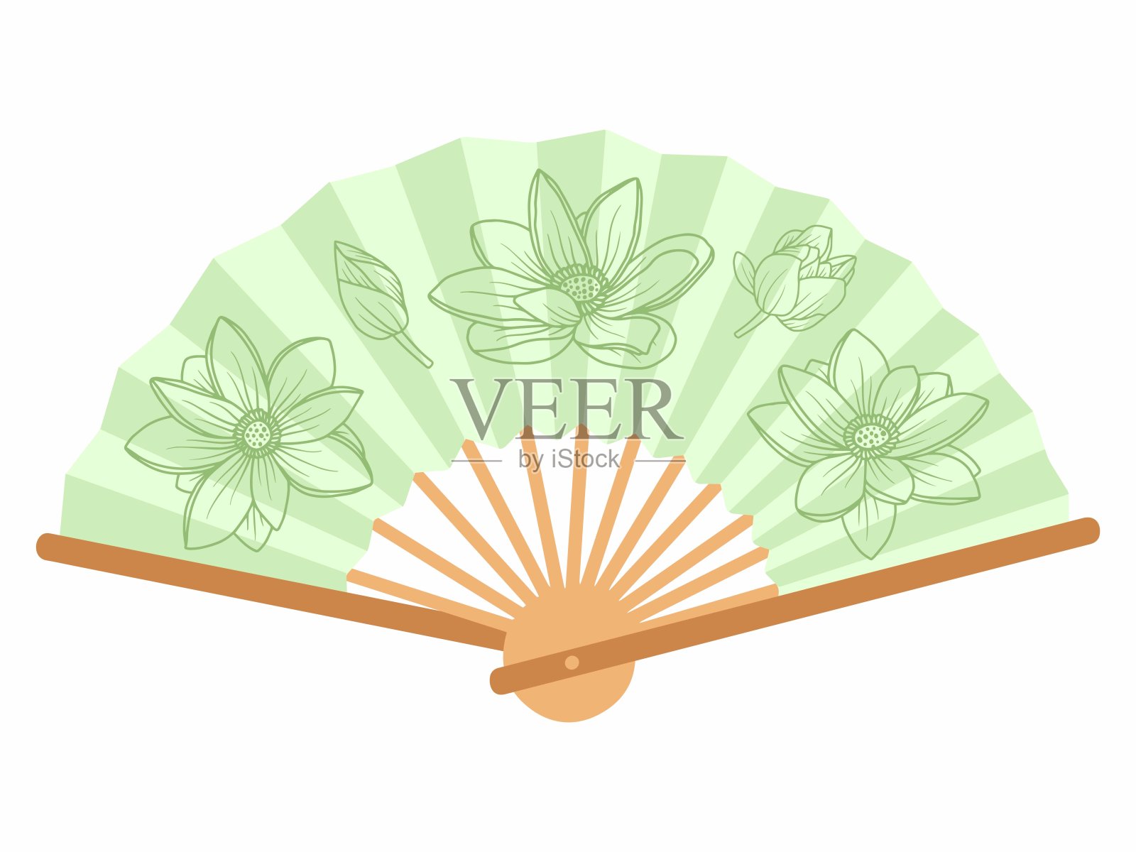 中国扇装饰背景。中国新年手扇背景。新年手扇背景。中国新年手扇装饰插画图片素材