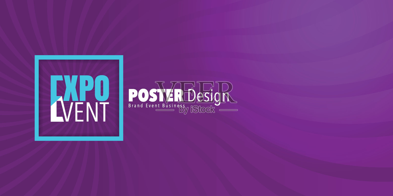 抽象的彩色展览海报设计模板与波浪线效果的背景。世博会活动横幅。可用于商业,营销和广告。年度峰会Logo平面设计插画图片素材