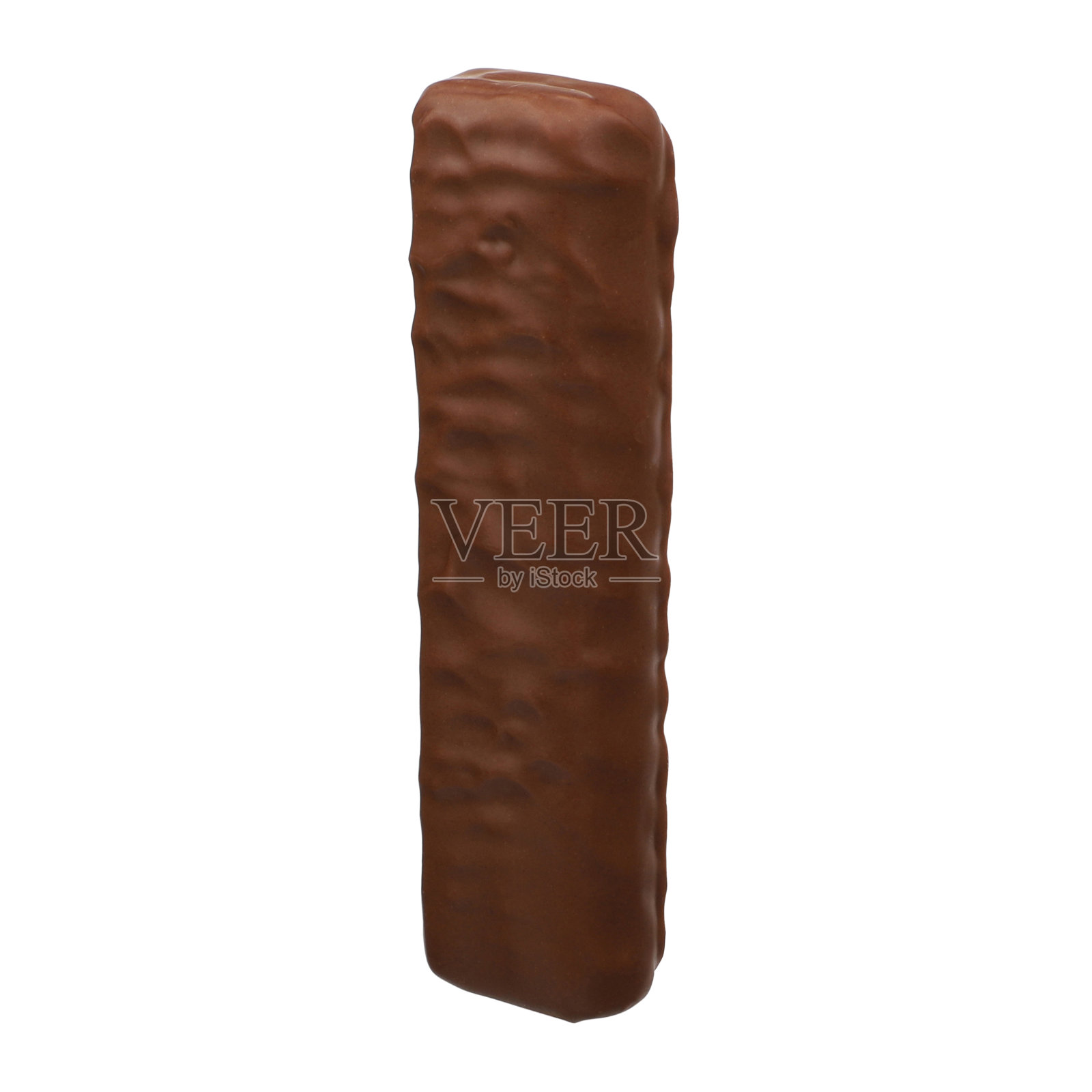 美味的牛奶巧克力釉面蛋白棒隔离在白色。健康零食,剪道。照片摄影图片